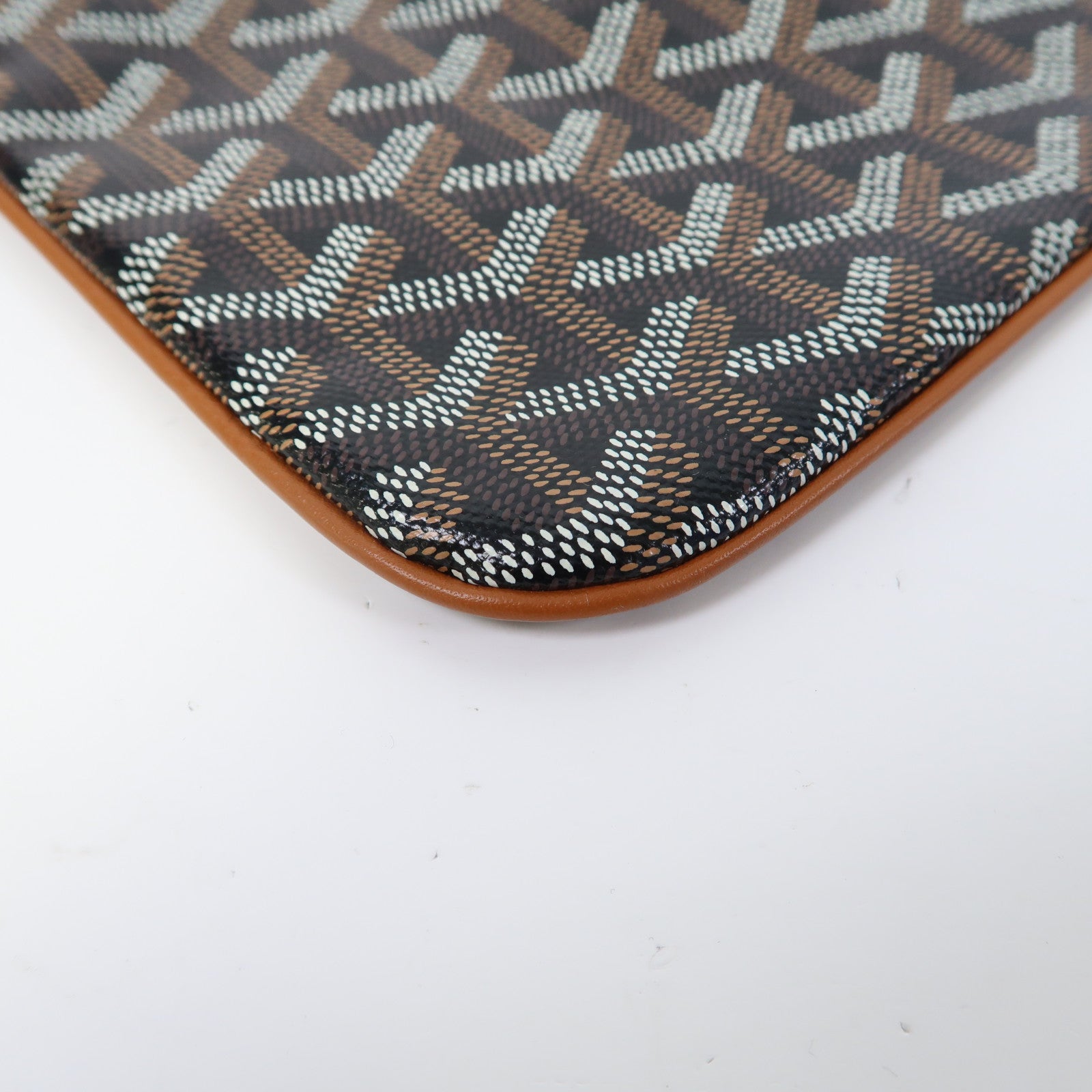 GOYARD 塗層帆布Pouch銀扣手拿包黑色/啡色