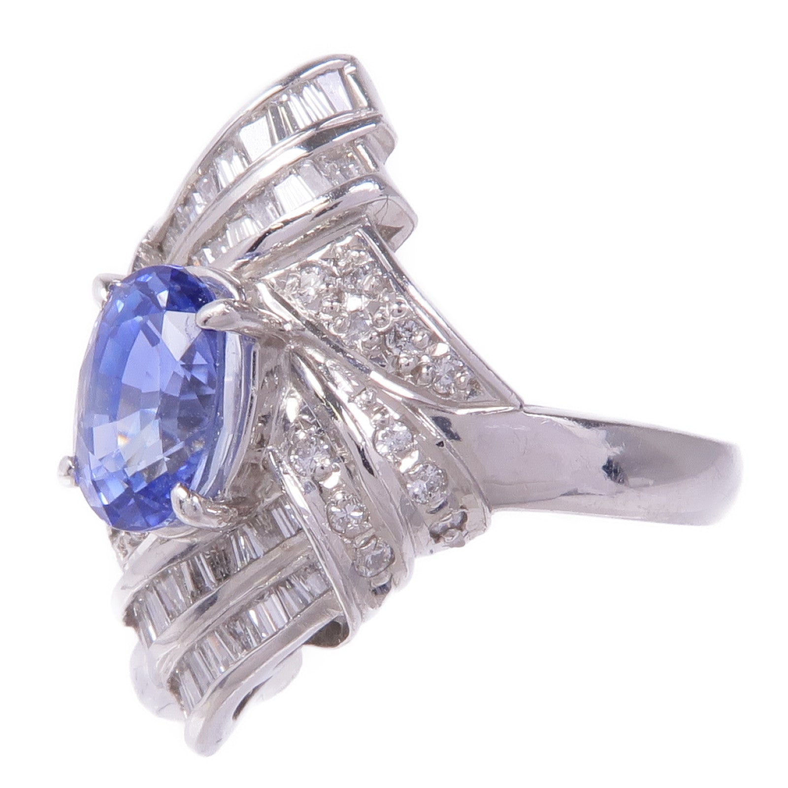 JEWELRY PT900鉑金Sapphire Diamond Ring藍寶石/鑽石戒指US#5.75