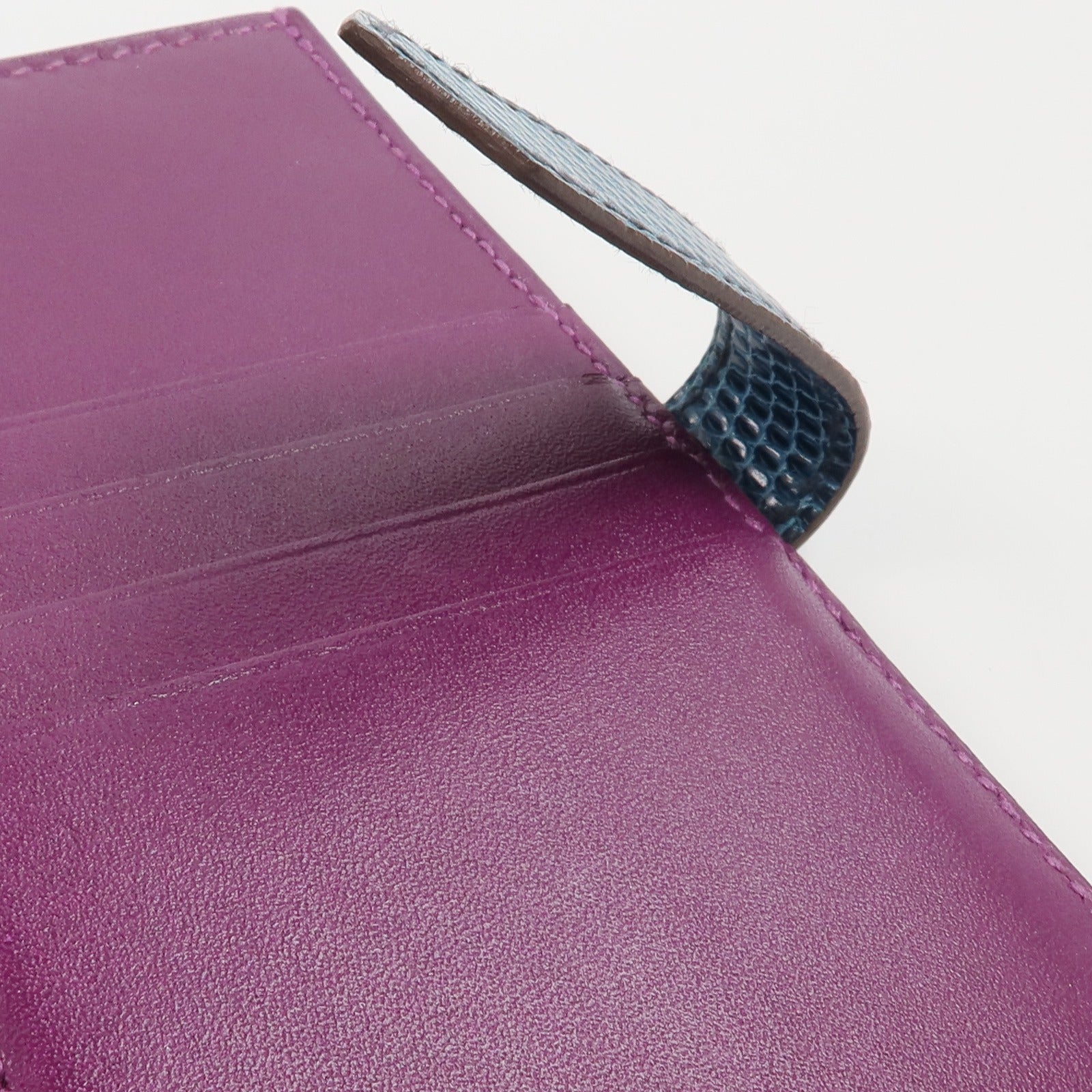 HERMES Tadelakt 皮革/蜥蝪皮革Bearn Compact Wallet錢包Anemone
