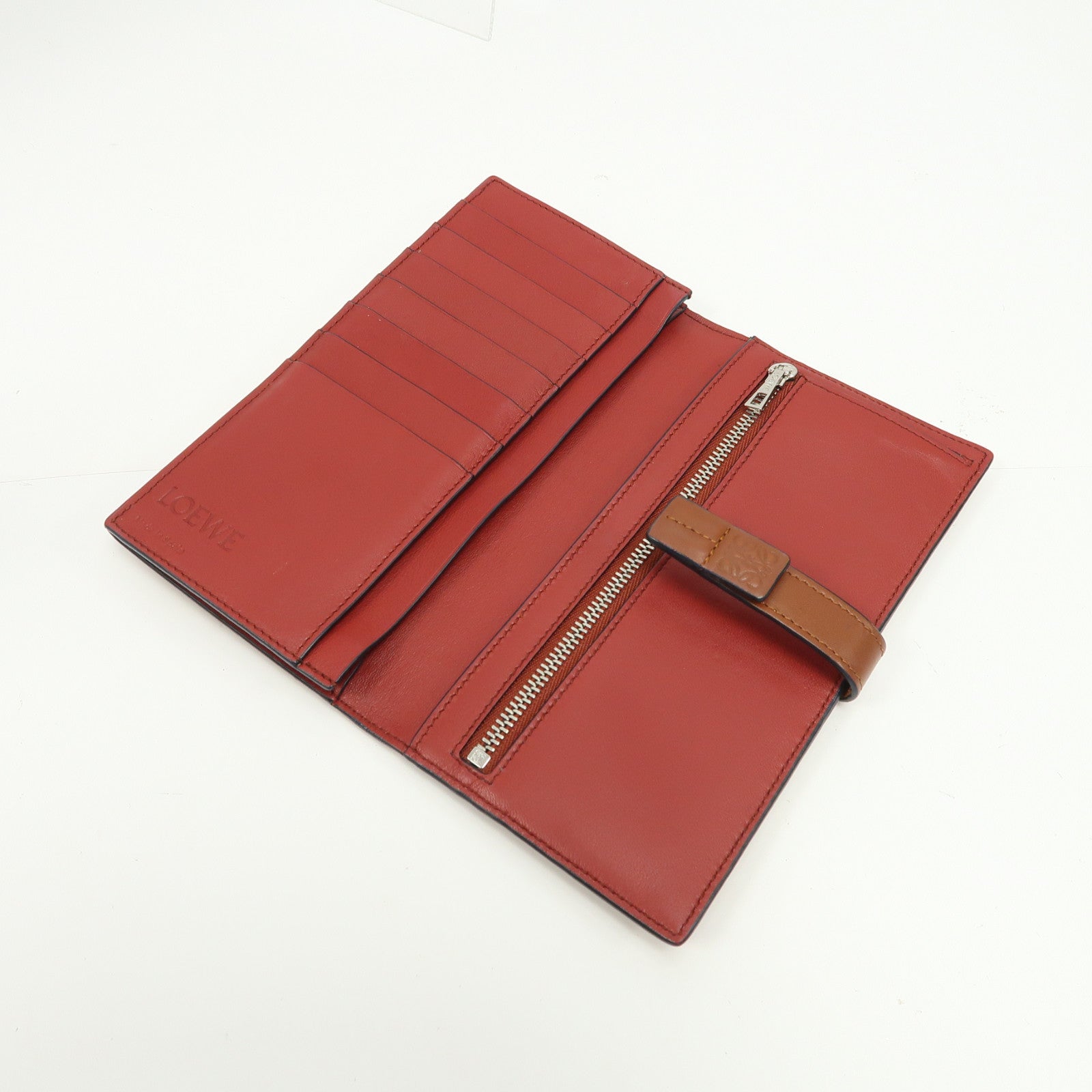 LOEWE 【激減優惠】牛皮皮革Long Wallet銀扣長錢包啡色