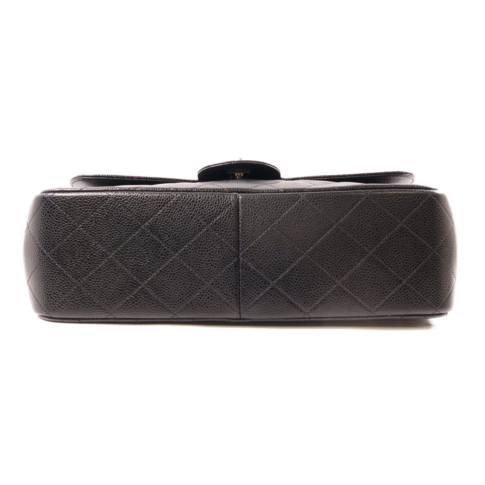 CHANEL 牛皮皮革Large Classic銀扣鏈帶肩背袋黑色