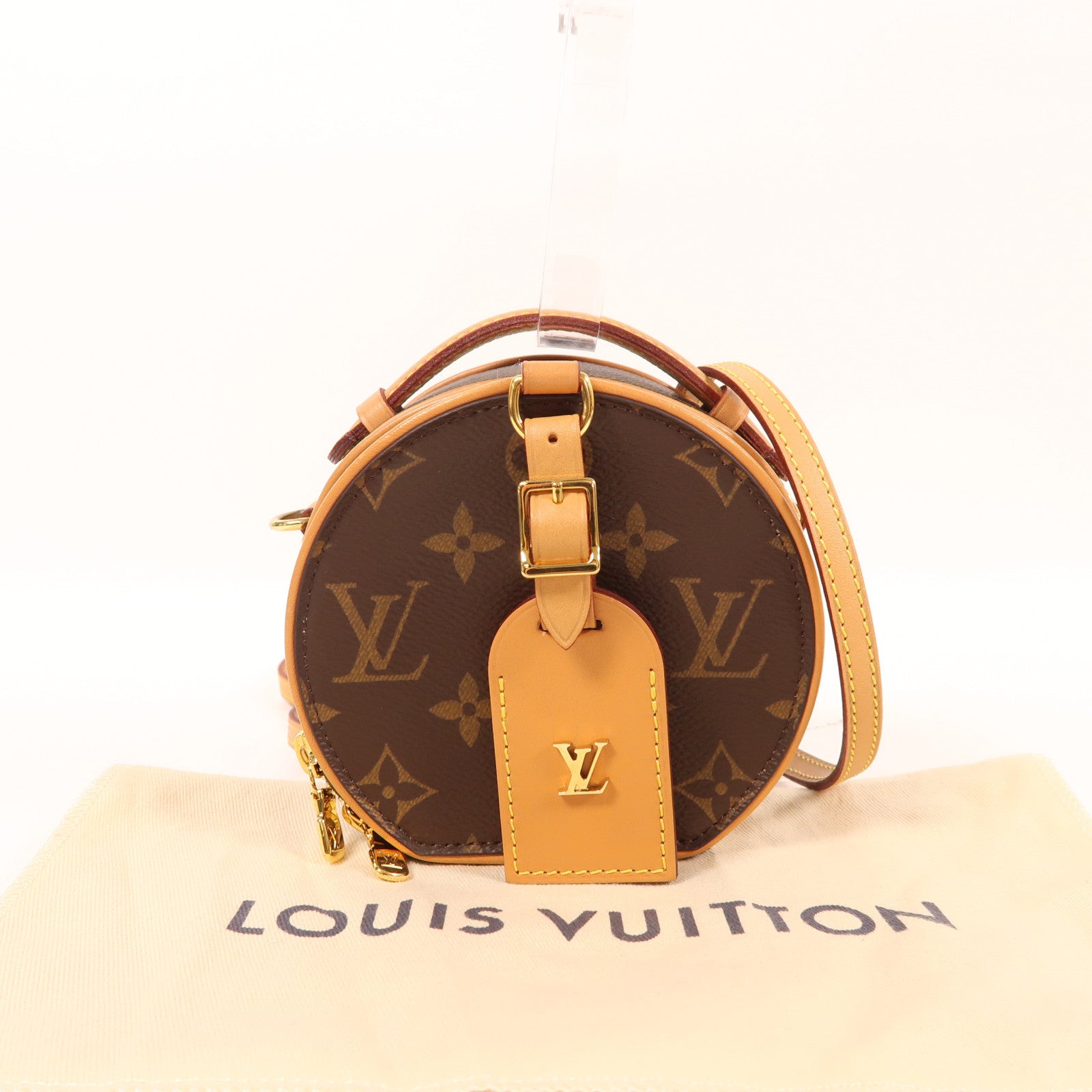 LOUIS VUITTON Monogram Mini Boite Chapeau金扣手挽肩背兩用袋棕色