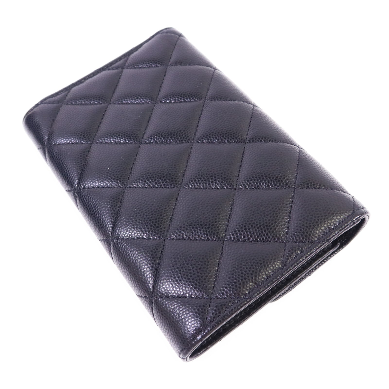 CHANEL 牛皮皮革Trifold Wallet銀扣錢包