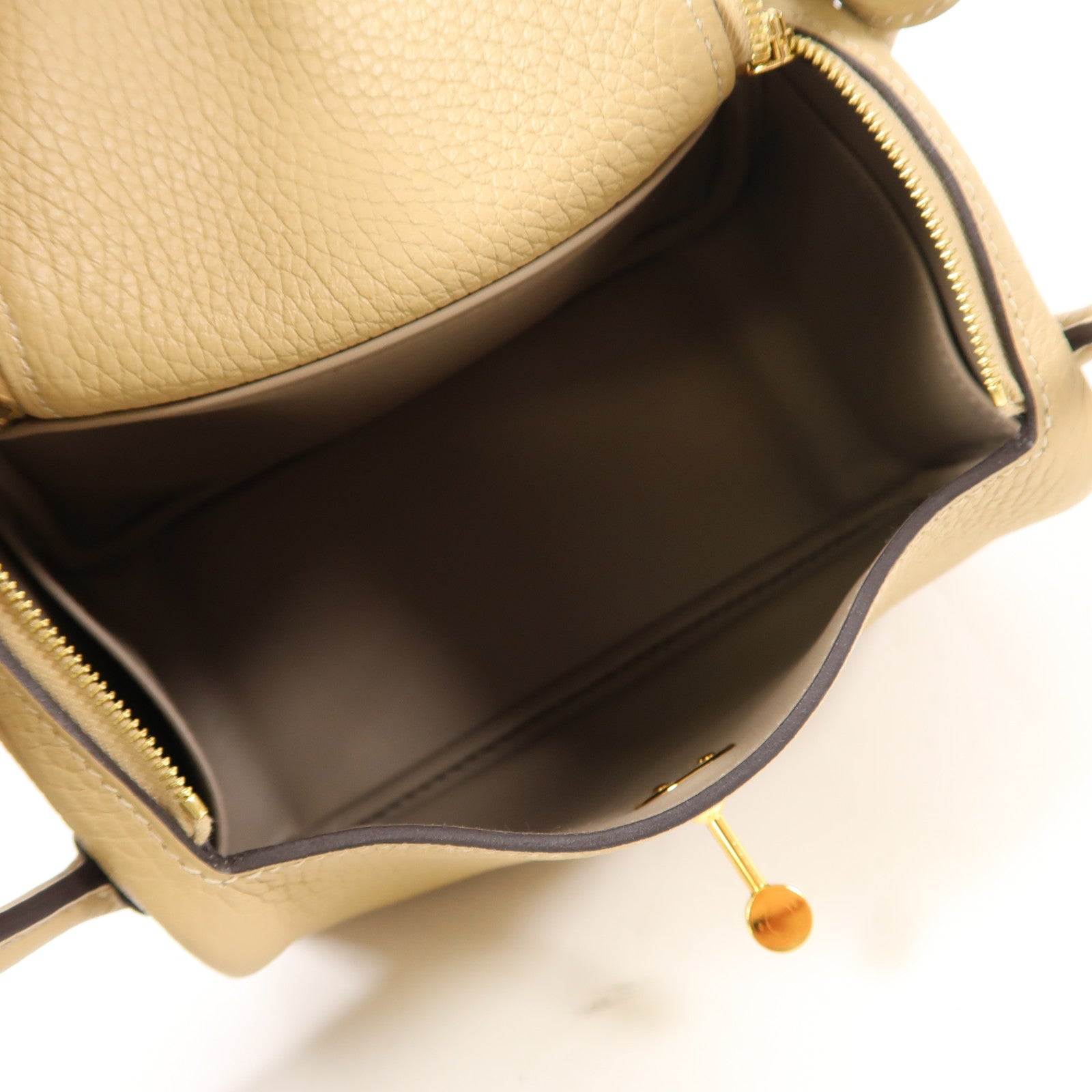 HERMES Clemence皮革Mini Lindy金扣手挽肩背兩用袋Trench