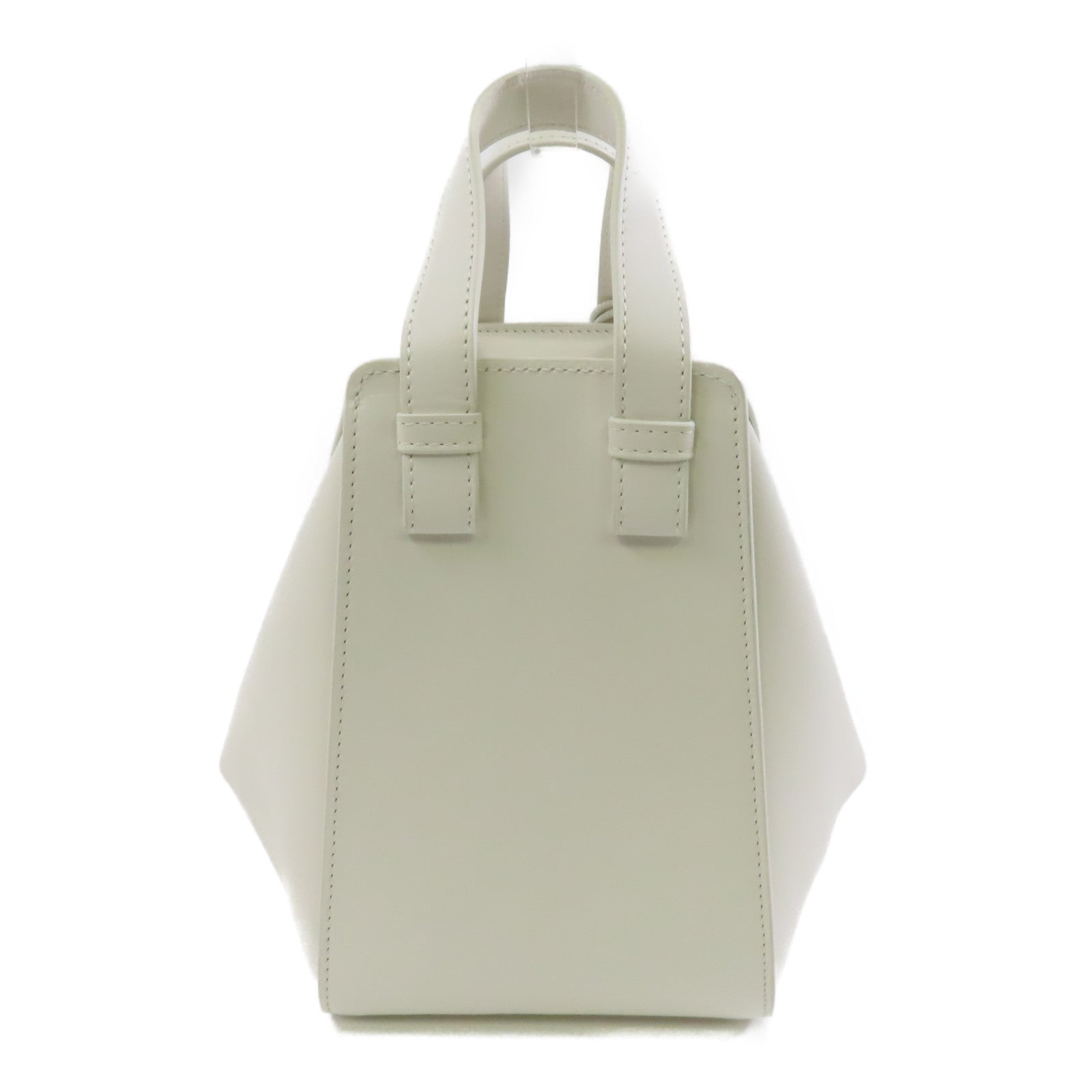 LOEWE 牛皮皮革Compact Hammock銀扣手挽肩背兩用袋白色
