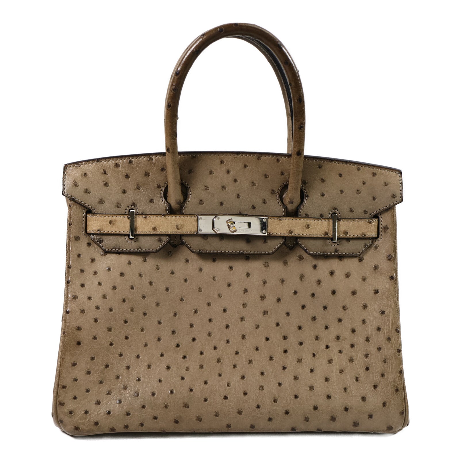 HERMES 鴕鳥皮革Birkin 30手挽袋Gris Taurterelle