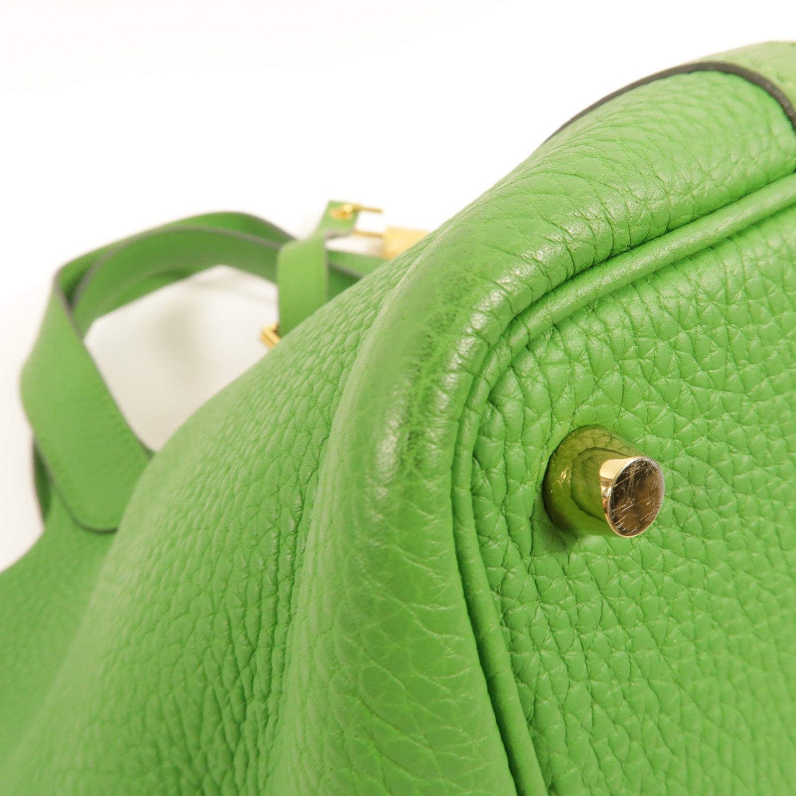HERMES Clemence皮革Picotin PM手挽袋Vert Yucca