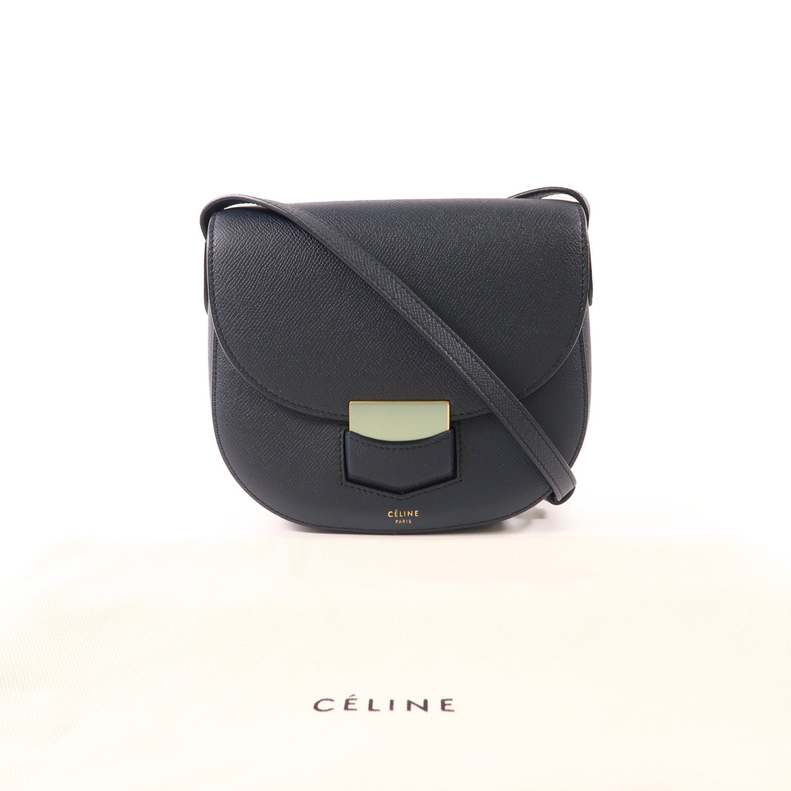 CELINE 牛皮皮革Trotteur金扣肩背袋