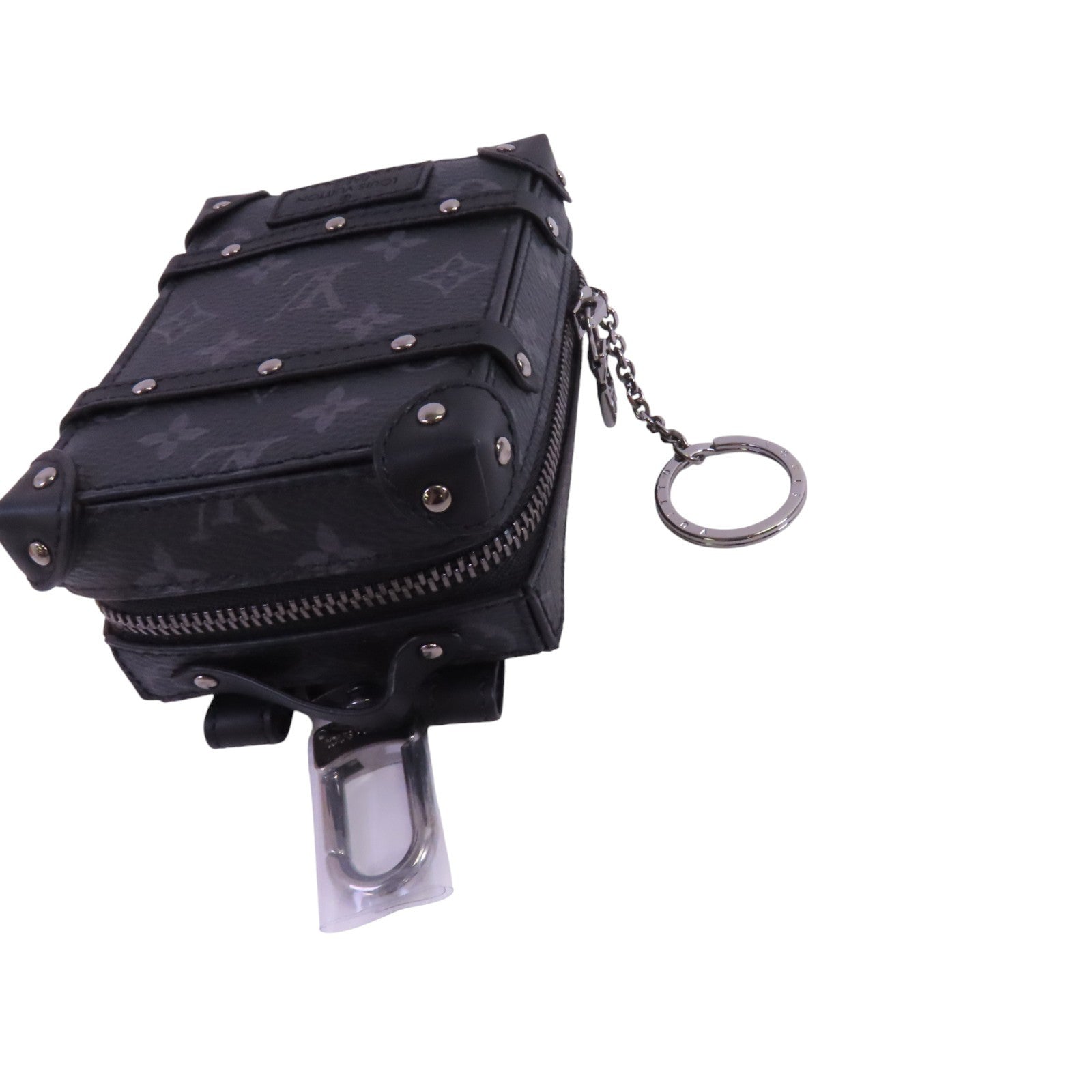 LOUIS VUITTON Monogram Eclipse Trunk Keychain銀扣吊飾鑰匙扣