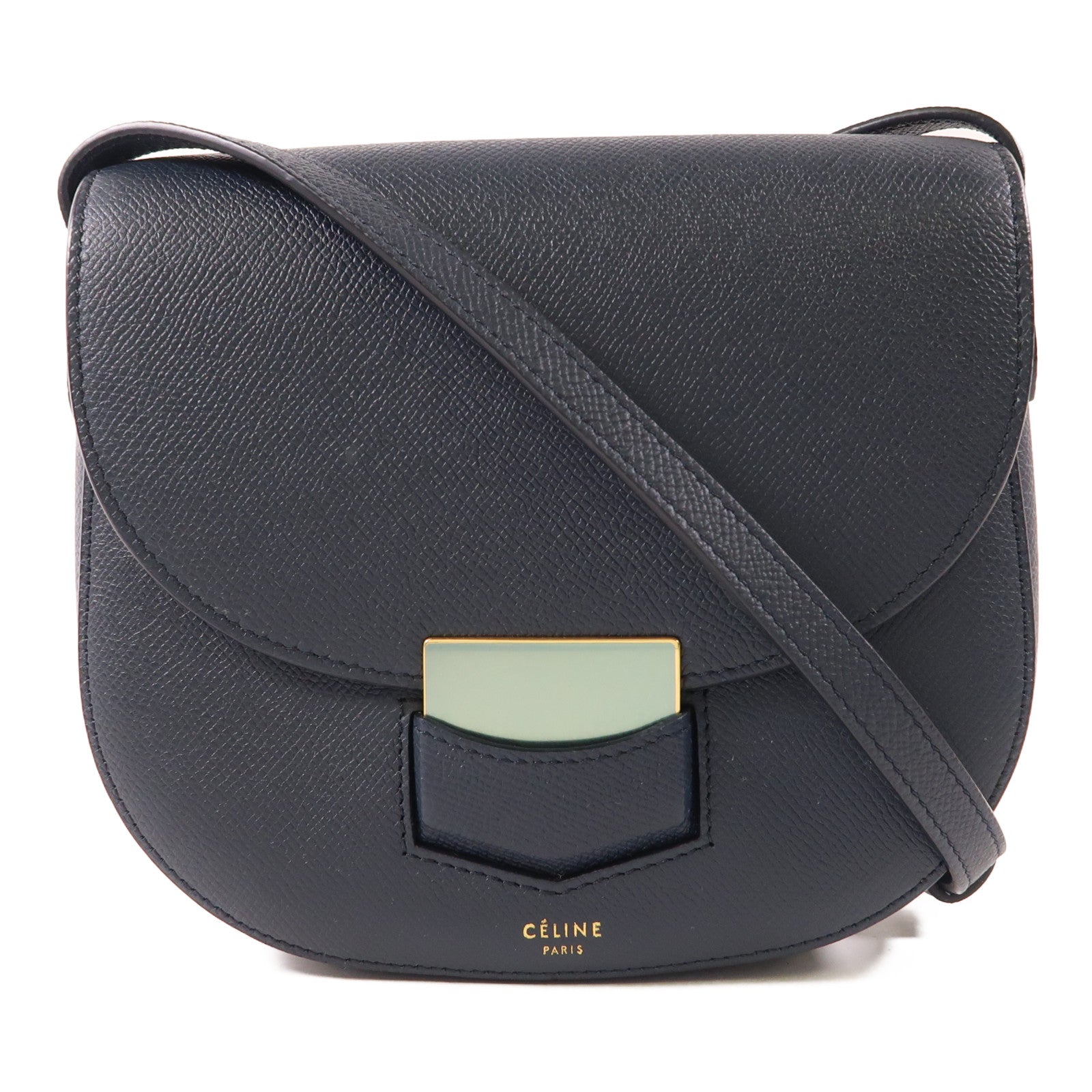 CELINE 牛皮皮革Trotteur金扣肩背袋