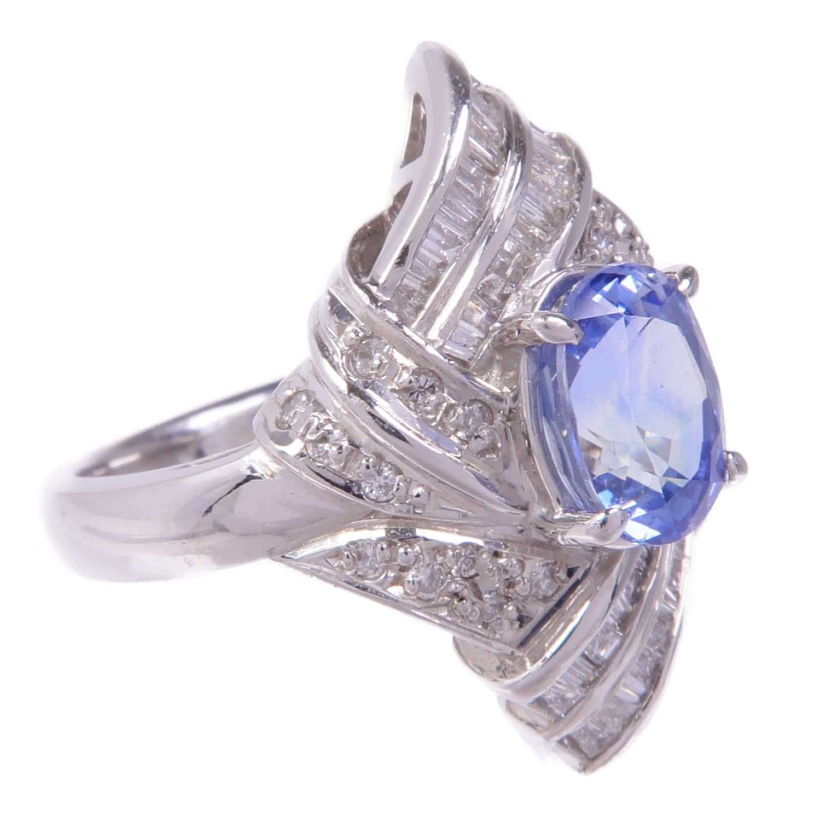 JEWELRY PT900鉑金Sapphire Diamond Ring藍寶石/鑽石戒指US#5.75