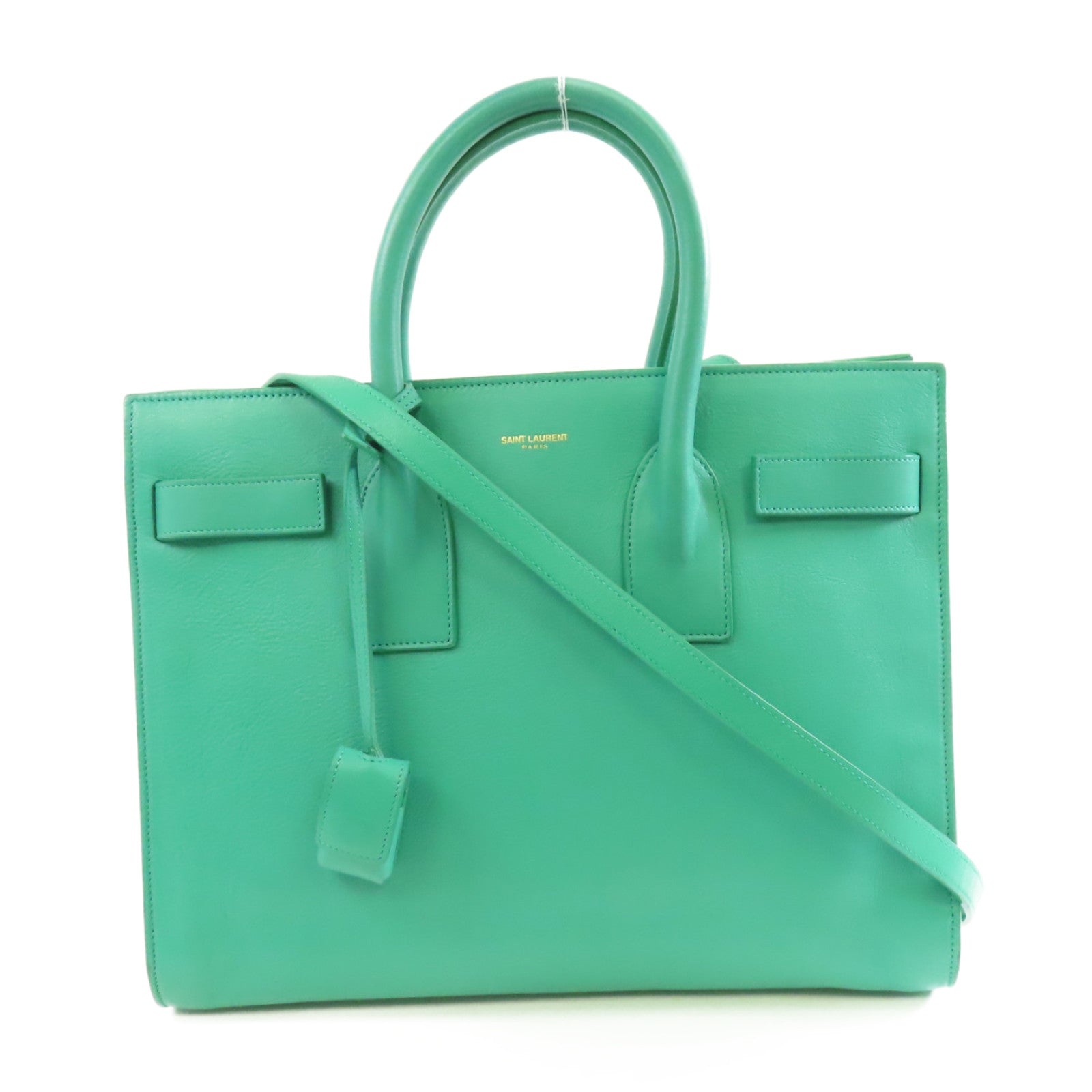 YVES SAINT LAURENT 牛皮皮革Shoulder Bag金扣手挽肩背兩用袋綠色