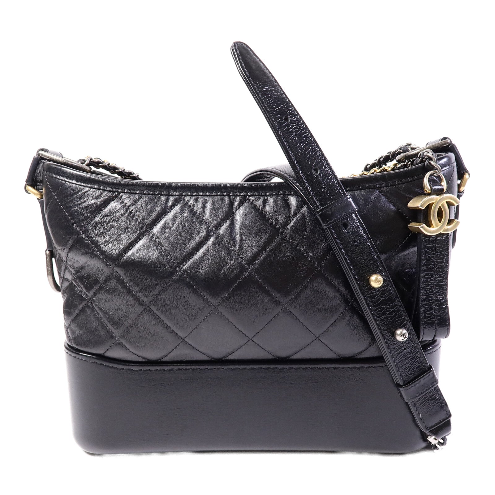 CHANEL 牛皮皮革Gabrielle Medium鏈帶肩背袋