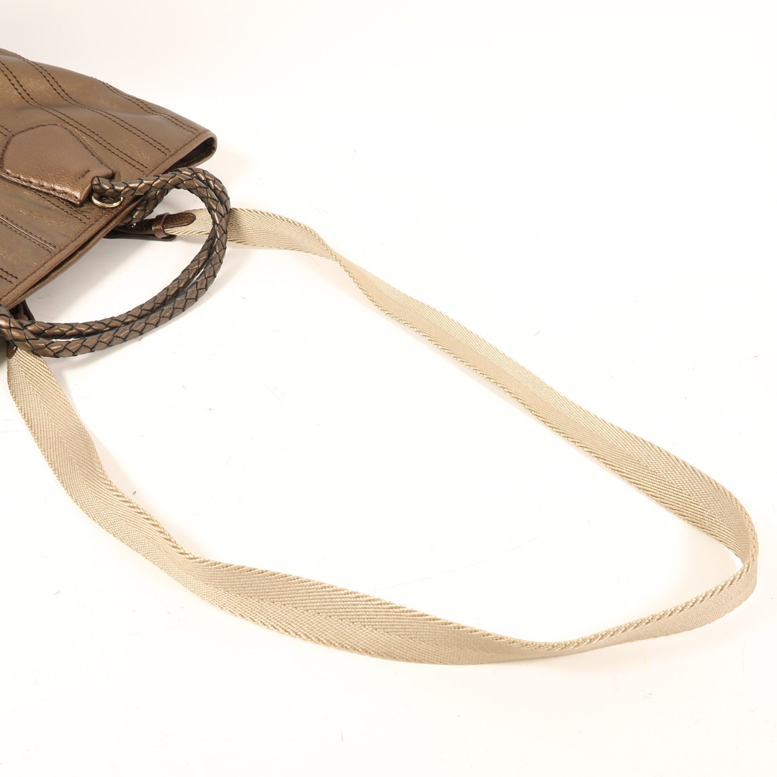 CELINE 【激減優惠】牛皮皮革2 Way Shoulder銀扣手挽肩背兩用袋啡色