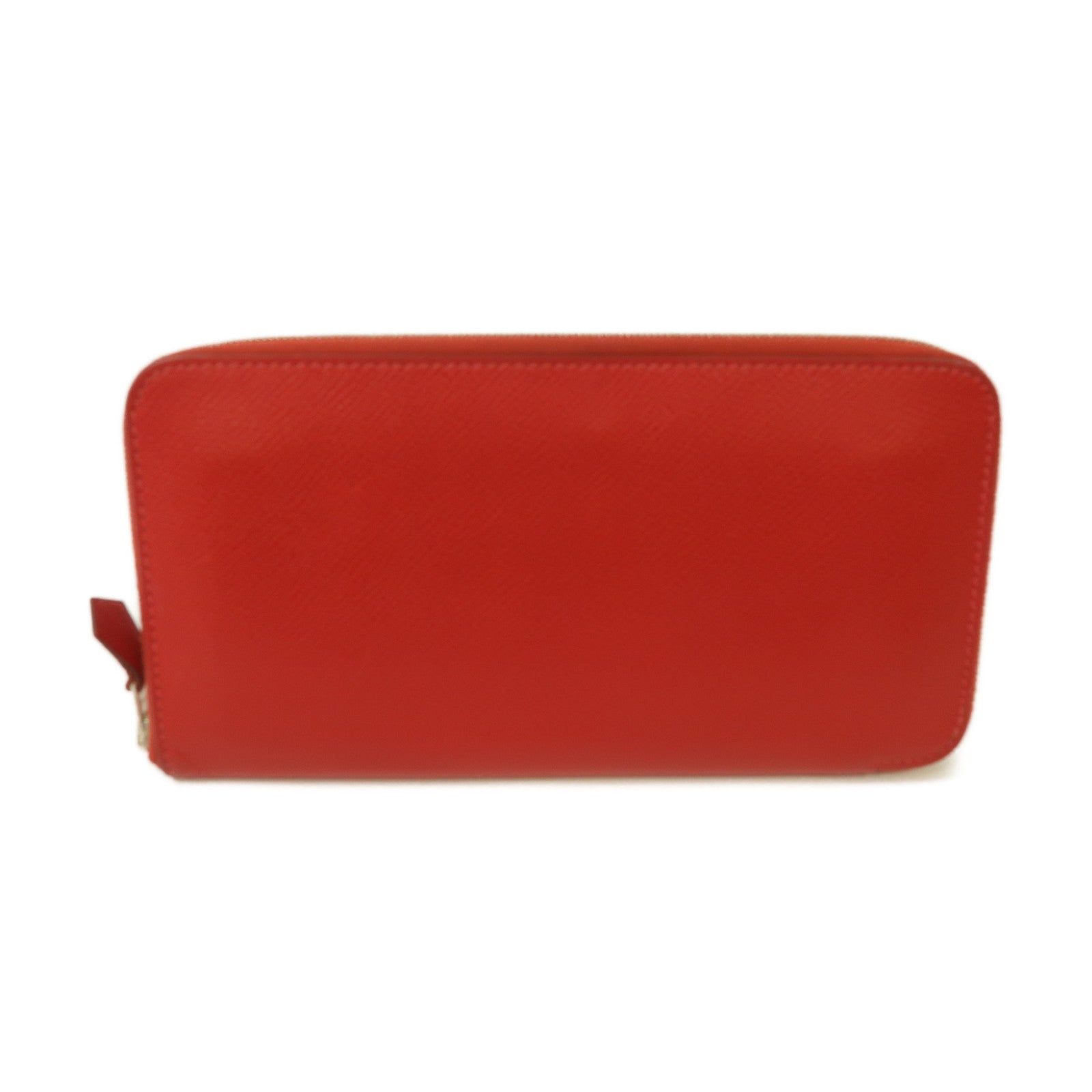 HERMES 【激減優惠】Epsom皮革Zipped Long Wallet銀扣長錢包Rouge Casaque紅色