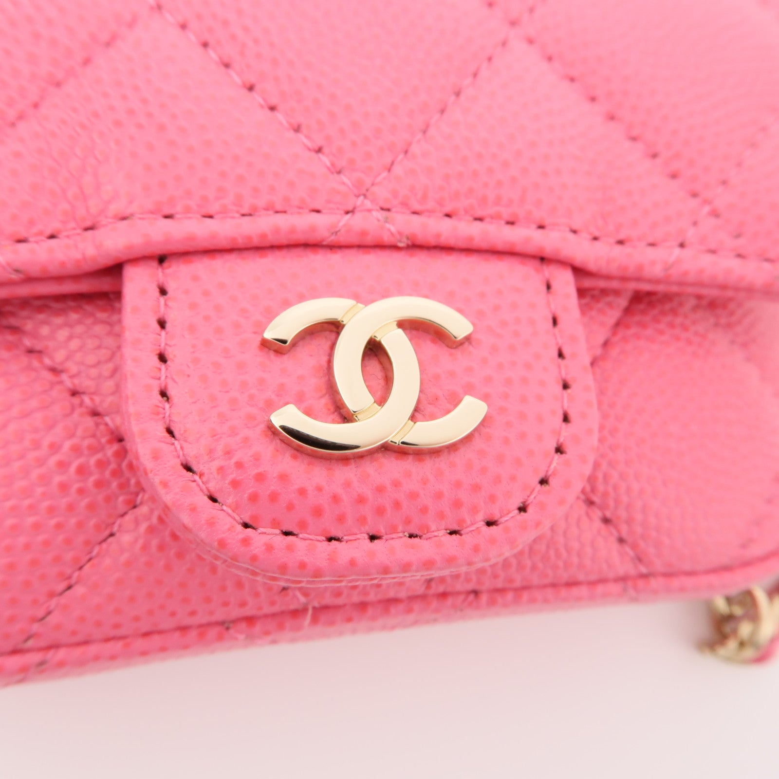 CHANEL 牛皮皮革Chain Waist Bag金扣腰包粉紅色