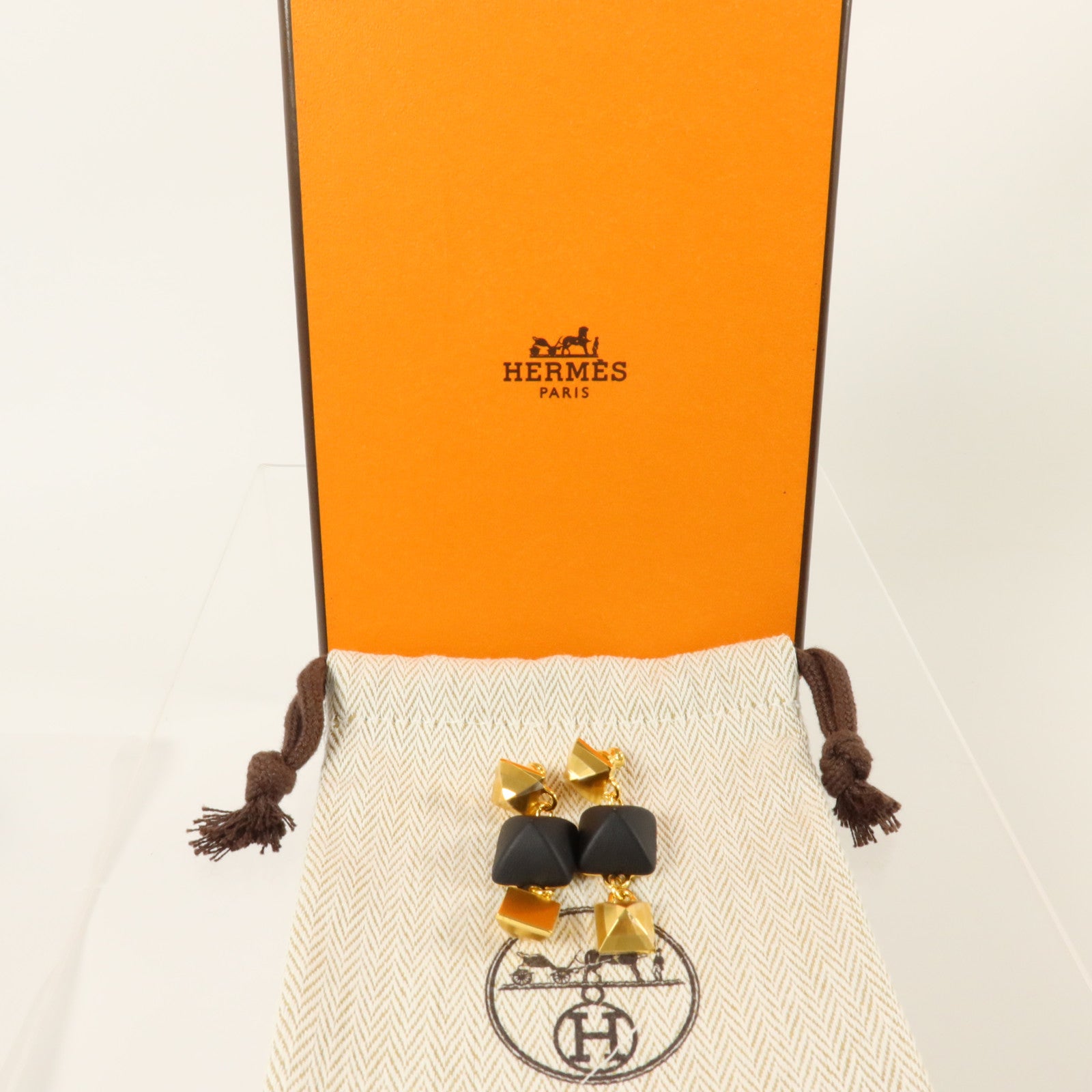HERMES 金屬/Swift皮革Disco Faubourg Earrings耳環