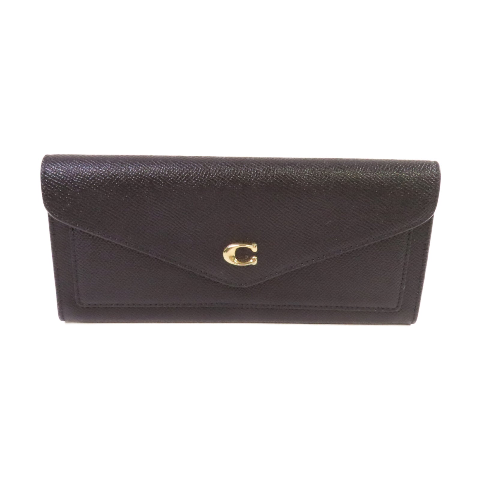 COACH 牛皮皮革Long wallet金扣長錢包黑色