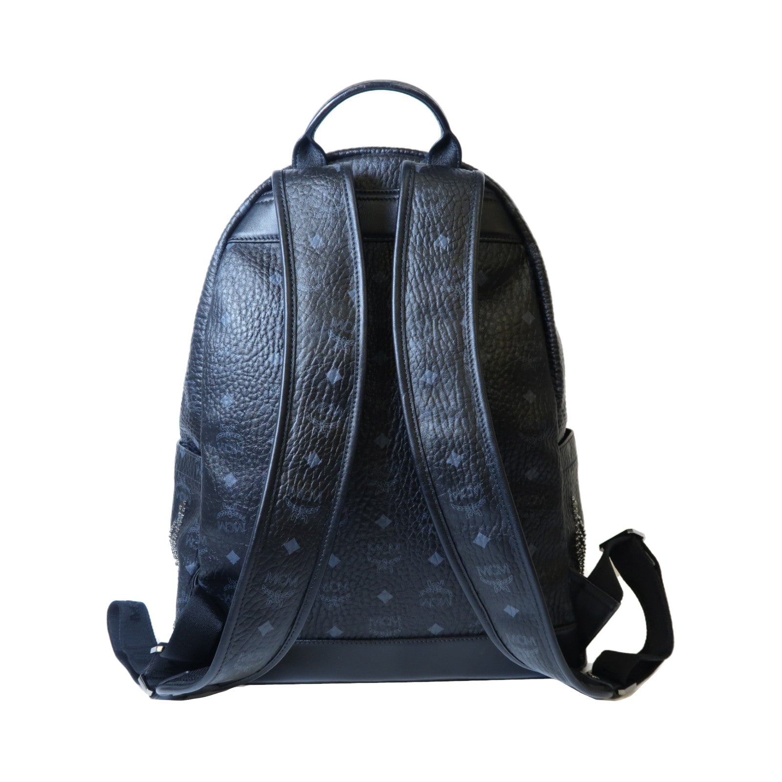 MCM 塗層帆布Backpack銀扣背包黑色