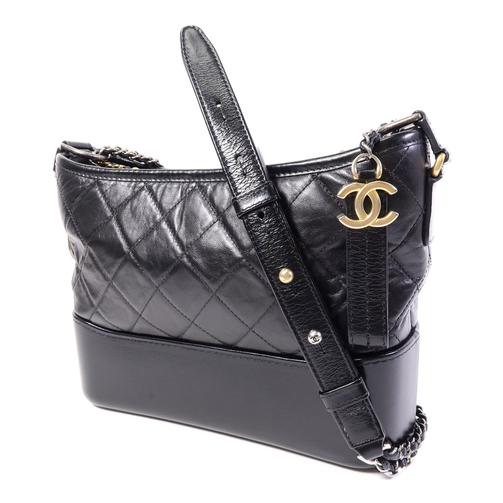 CHANEL 牛皮皮革Gabrielle Medium鏈帶肩背袋