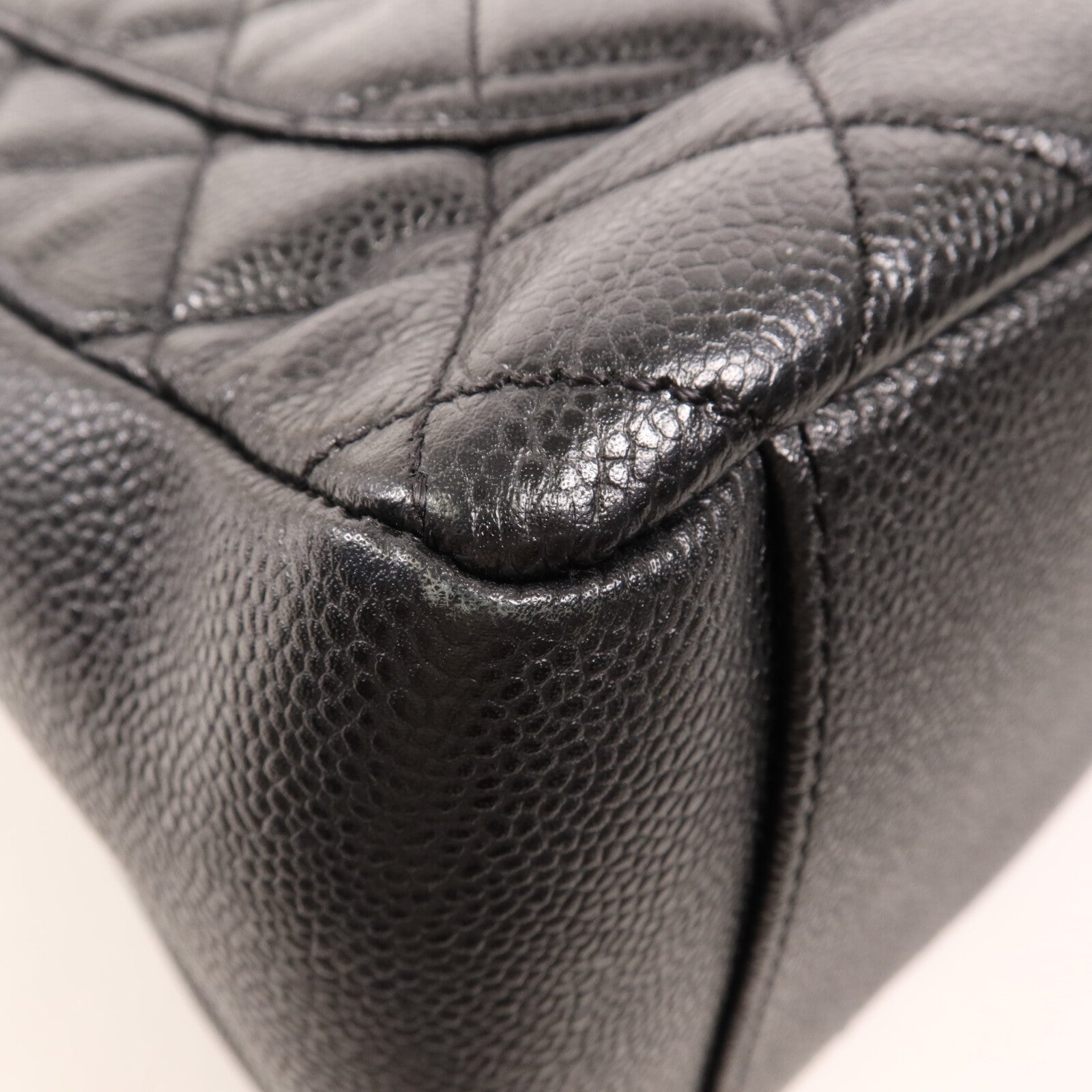 CHANEL 牛皮皮革GST Grand Shopping Tote Bag金扣鏈帶肩背袋