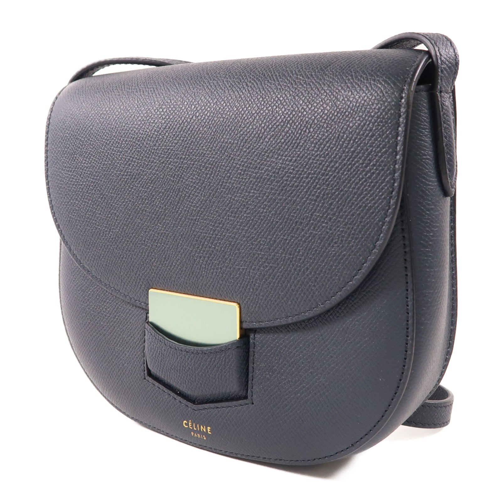 CELINE 牛皮皮革Trotteur金扣肩背袋