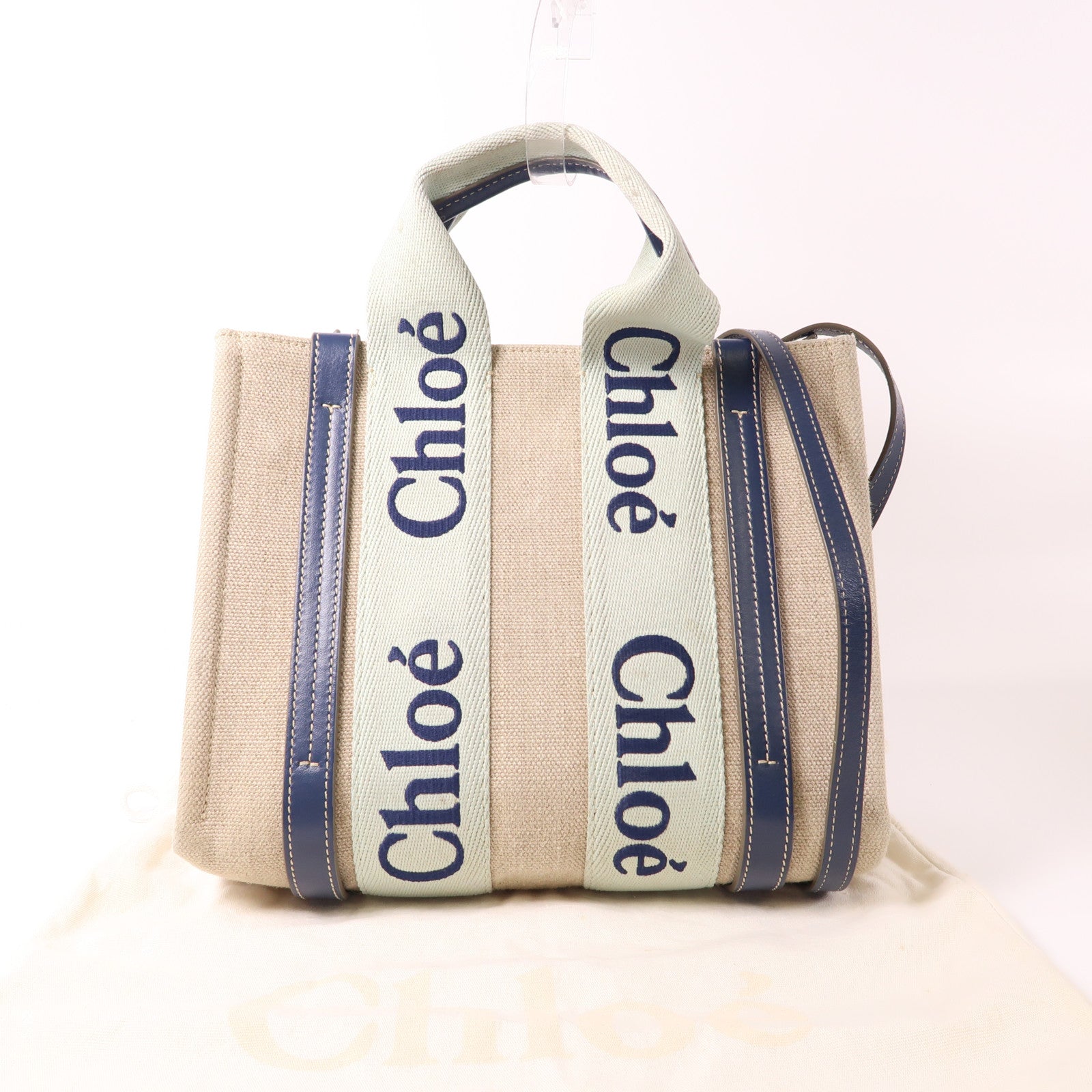 Chloe 帆布/皮革Small Woody手挽肩背兩用袋