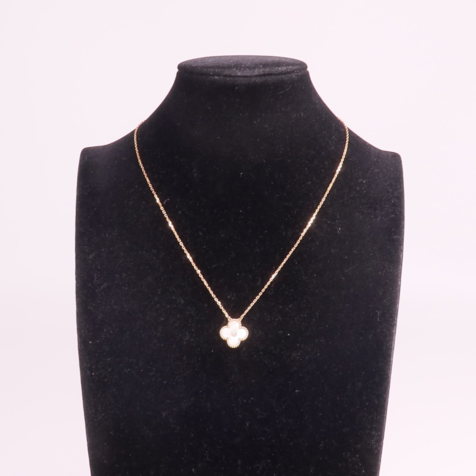 Van Cleef & Arpels 18K玫瑰金Vintage Alhambra Pendant珍珠母貝/鑽石項鍊