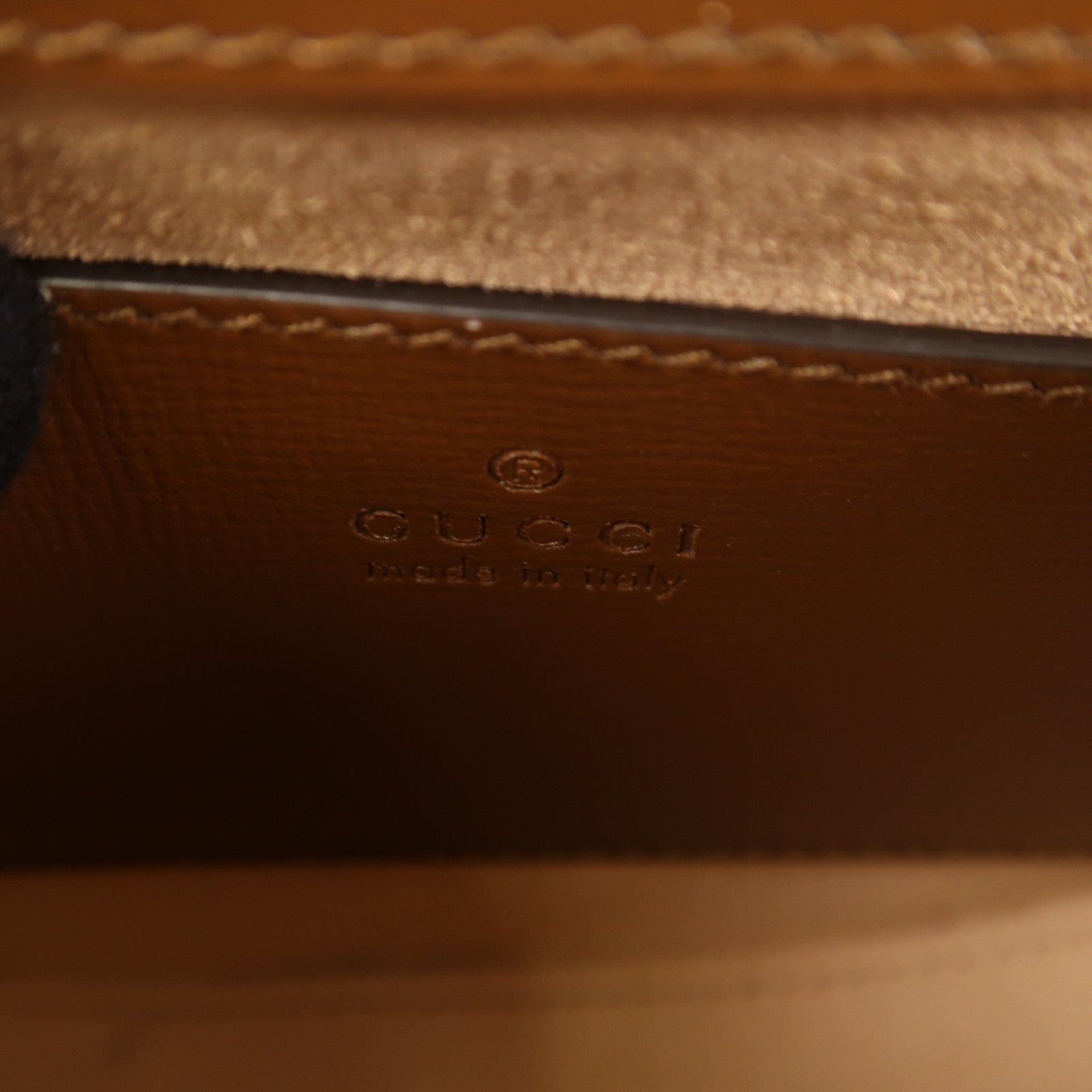 GUCCI 塗層帆布/牛皮皮革Horsebit 1955 Mini金扣手挽肩背兩用袋啡色