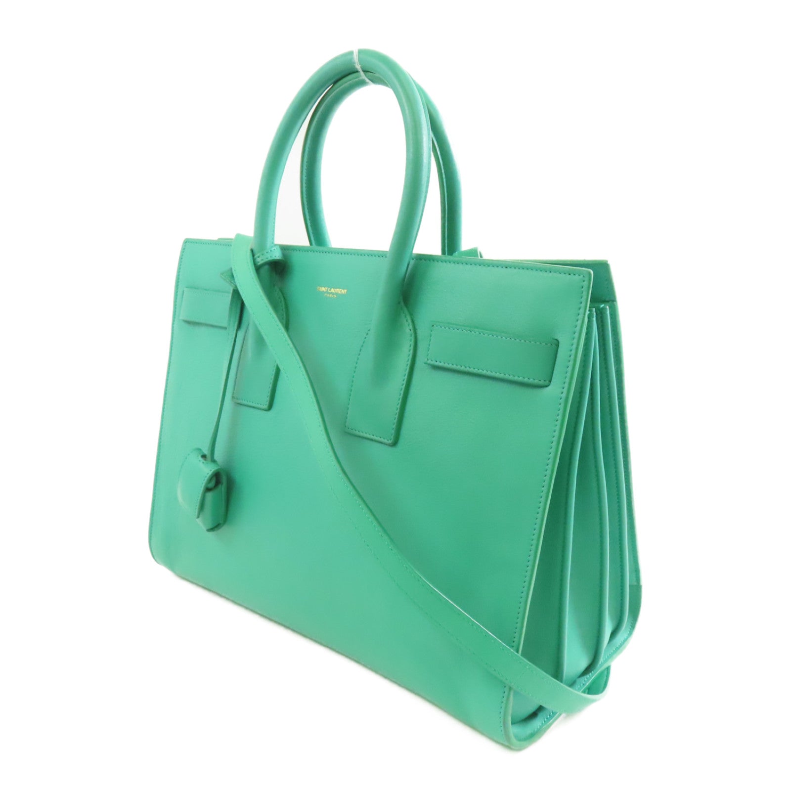 YVES SAINT LAURENT 牛皮皮革Shoulder Bag金扣手挽肩背兩用袋綠色