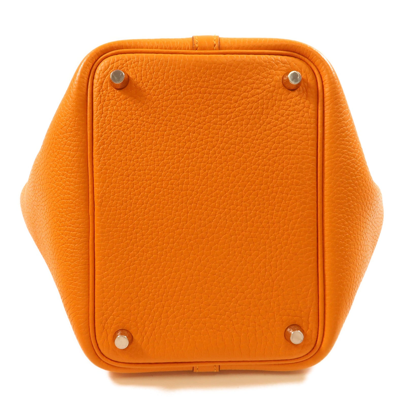 HERMES Clemence皮革Picotin PM銀扣手挽袋I9 Abricot/杏橘色