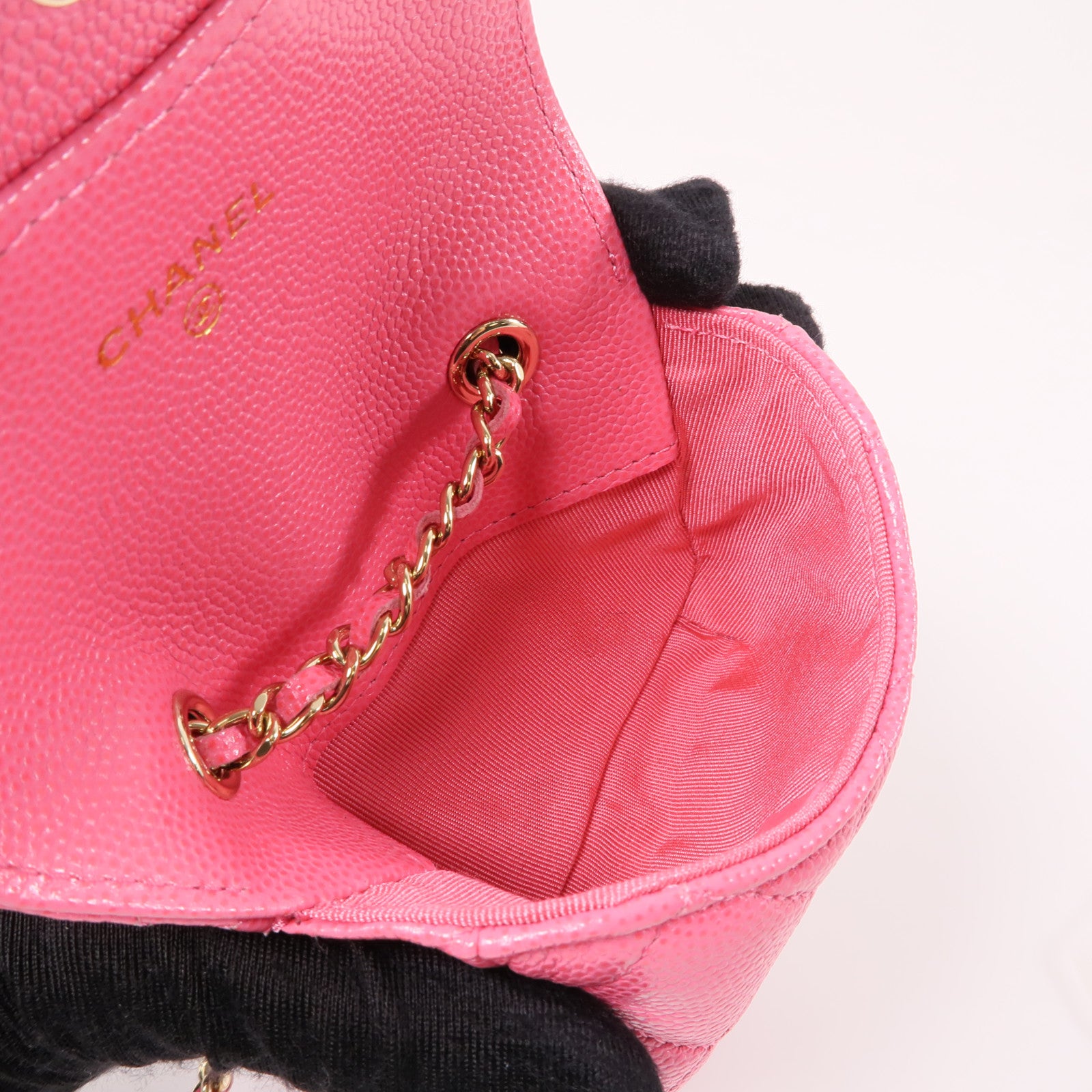 CHANEL 牛皮皮革Chain Waist Bag金扣腰包粉紅色