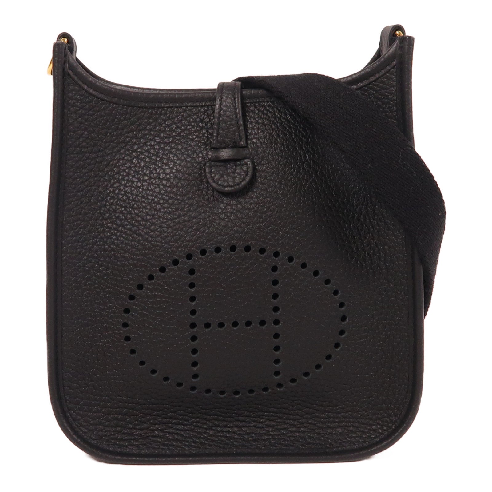 HERMES Clemence皮革Evelyne TPM金扣肩背袋黑色