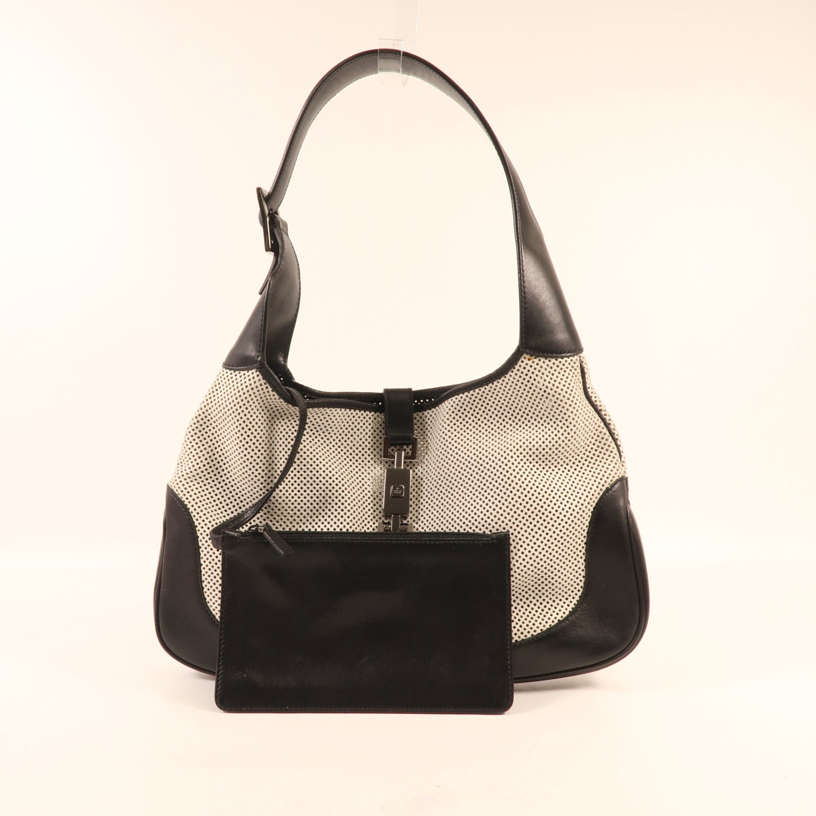 GUCCI 帆布Shoulder Bag銀扣肩背袋