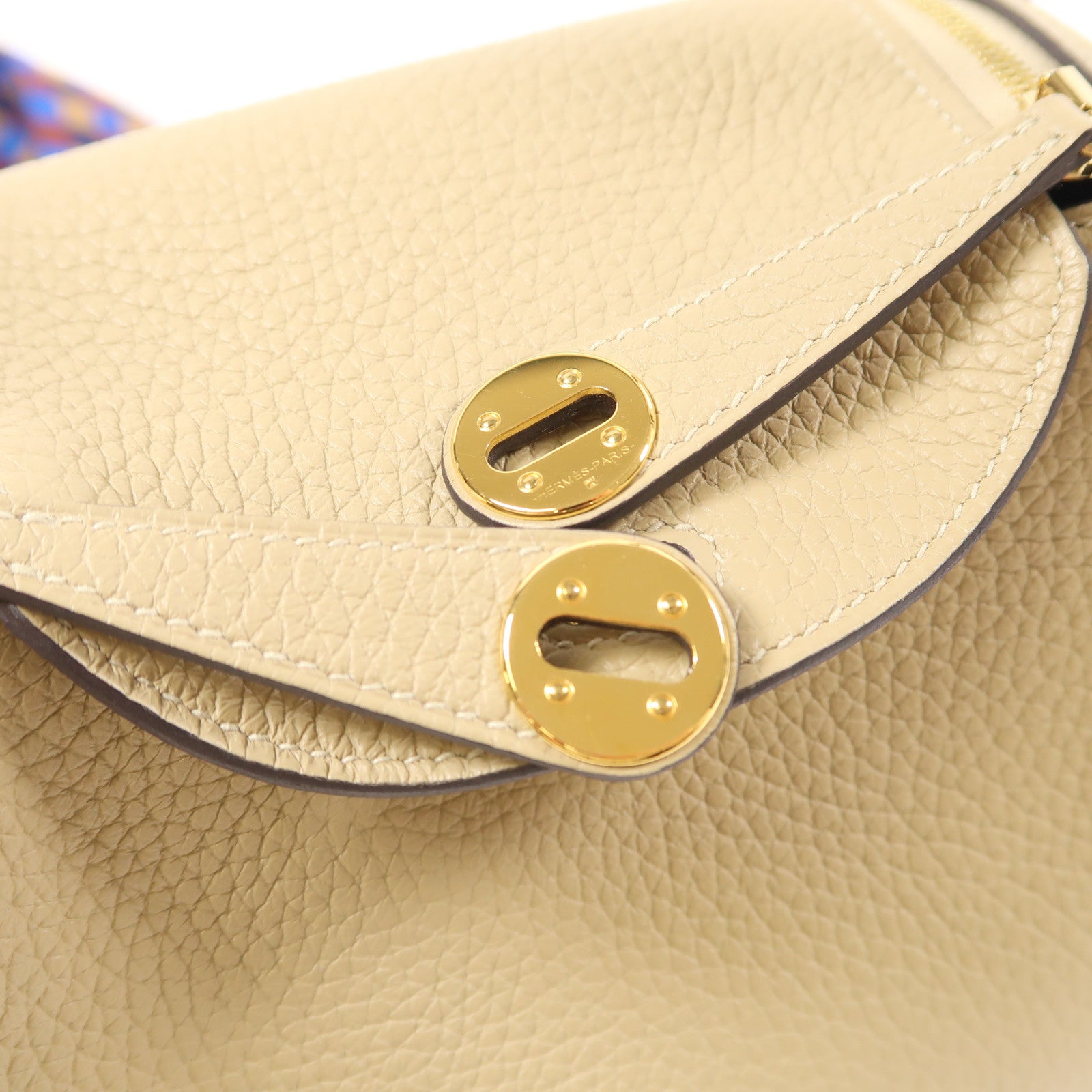 HERMES Clemence皮革Mini Lindy金扣手挽肩背兩用袋Trench