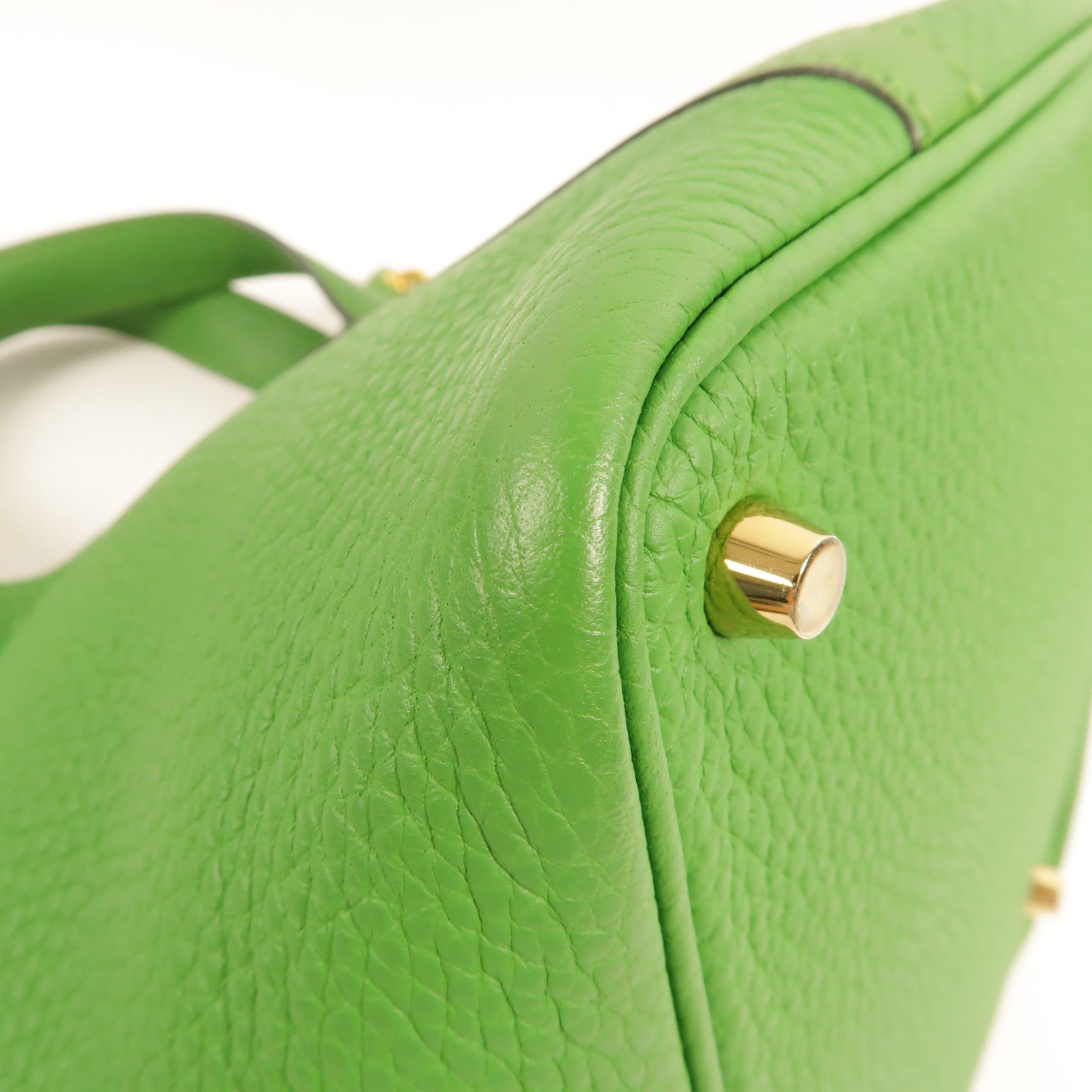 HERMES Clemence皮革Picotin PM手挽袋Vert Yucca