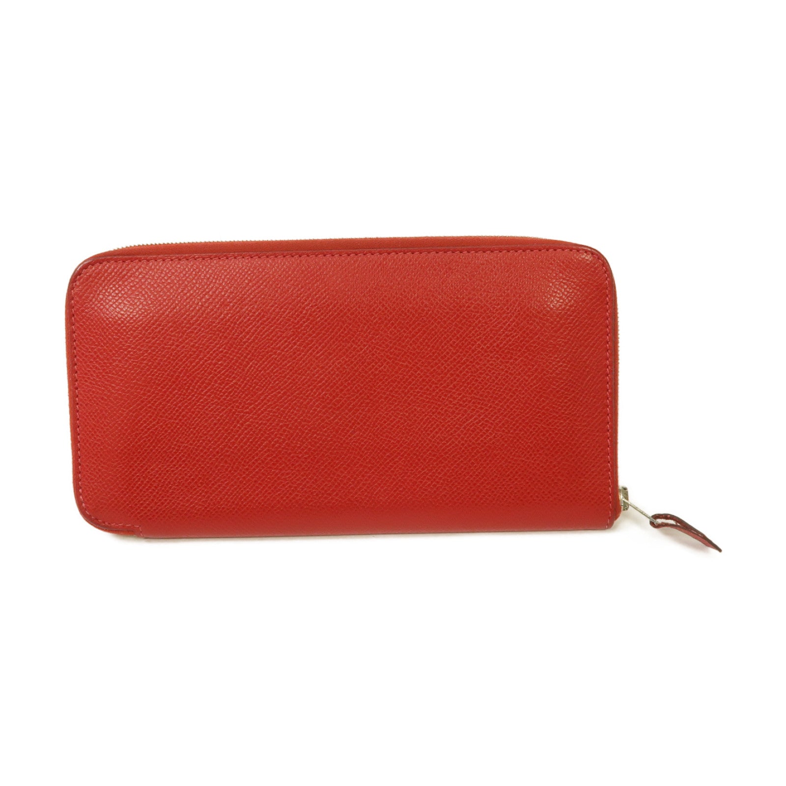 HERMES 【激減優惠】Epsom皮革Zipped Long Wallet銀扣長錢包Rouge Casaque紅色