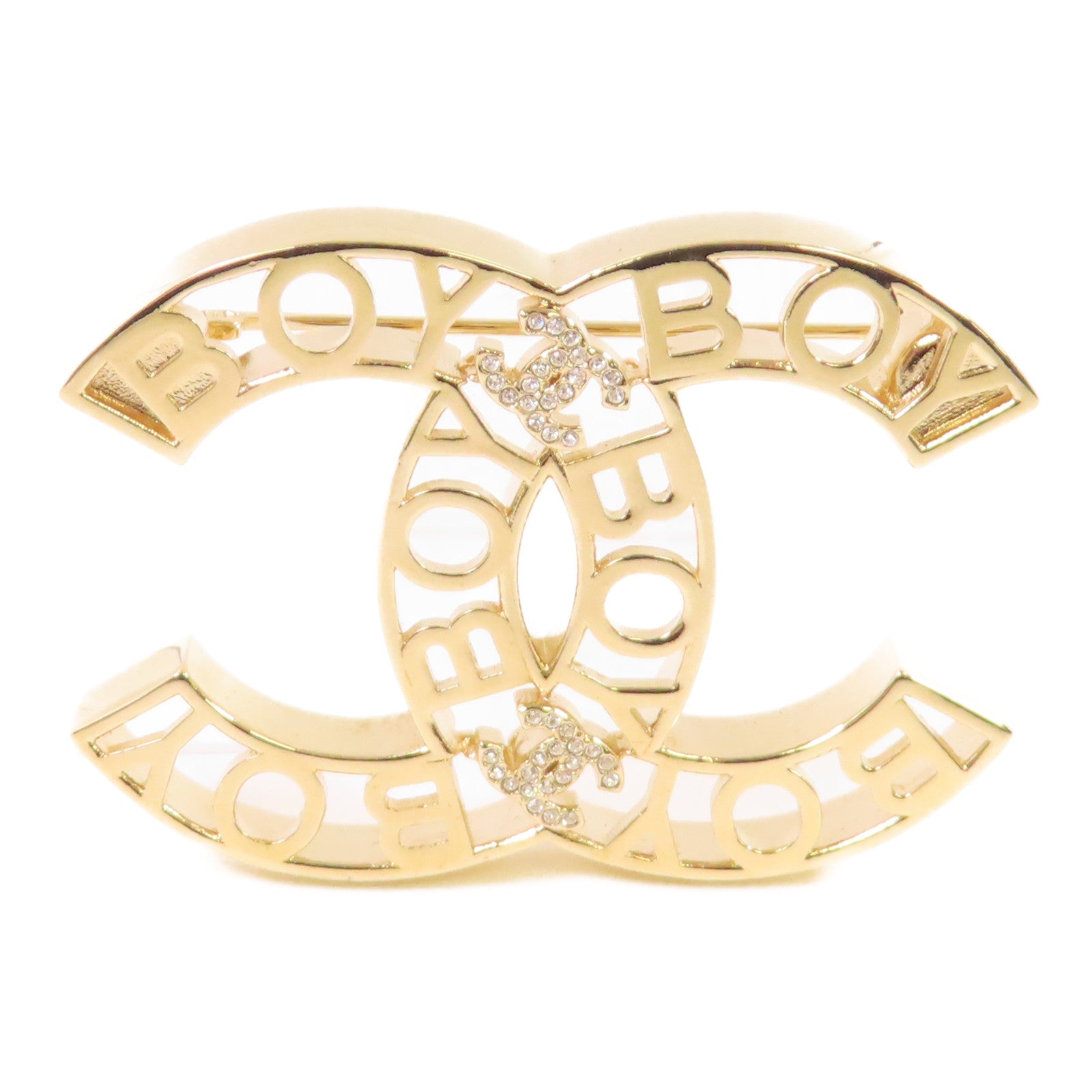 CHANEL 金屬/水鑽CC Brooch胸針