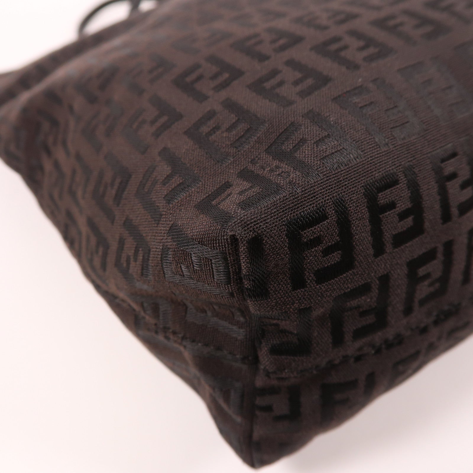 FENDI 帆布Shoulder Bag銀扣肩背袋啡色