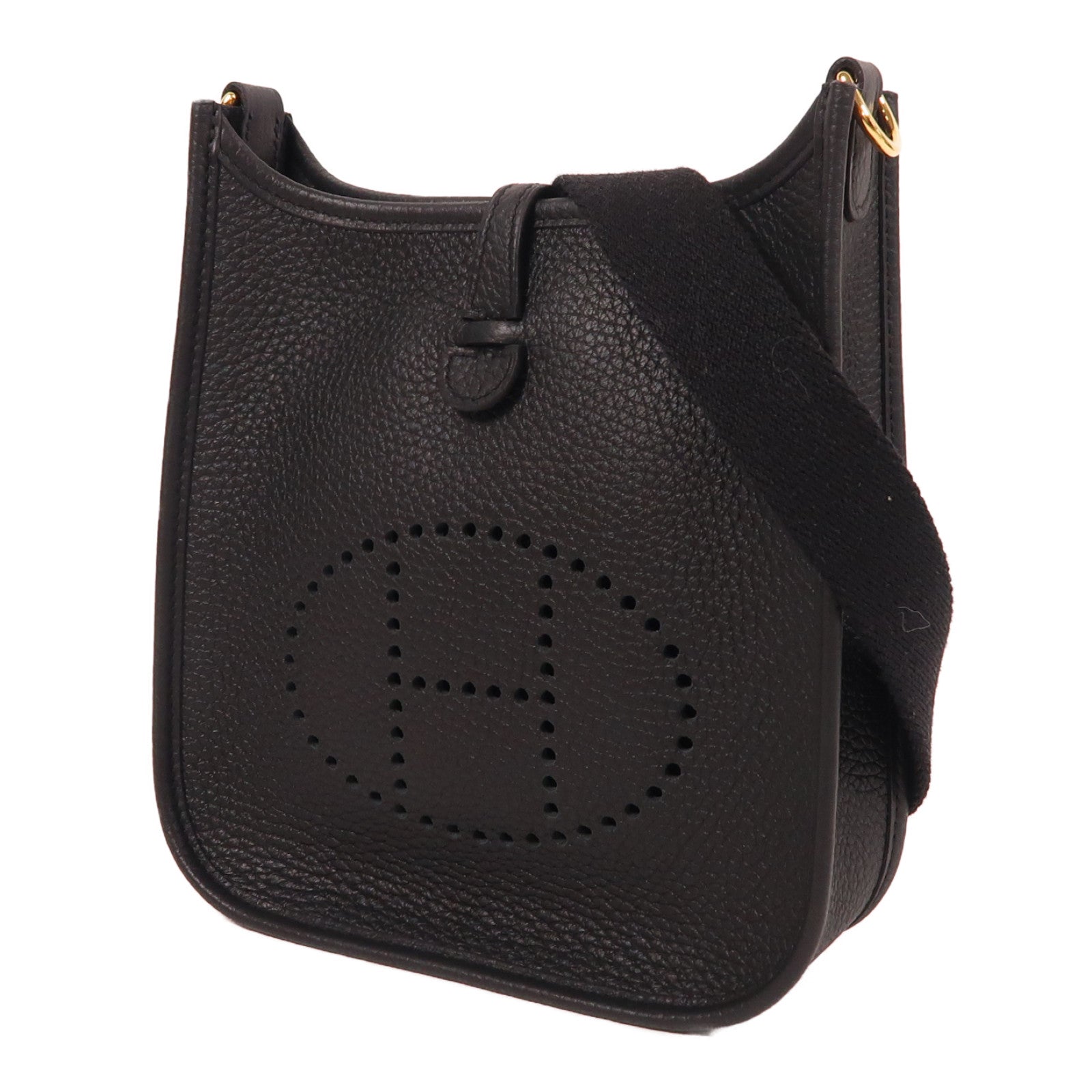 HERMES Clemence皮革Evelyne TPM金扣肩背袋黑色