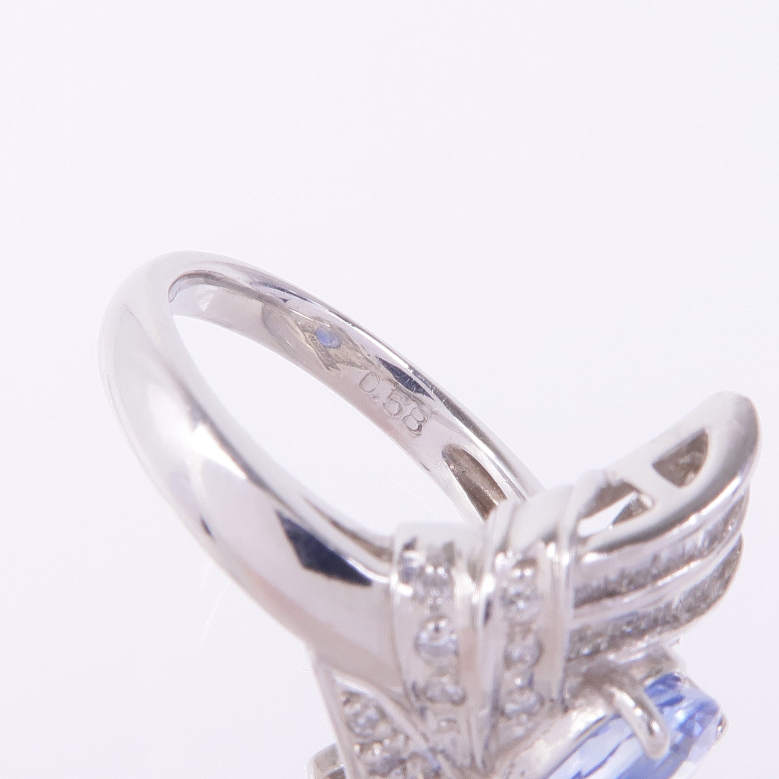 JEWELRY PT900鉑金Sapphire Diamond Ring藍寶石/鑽石戒指US#5.75