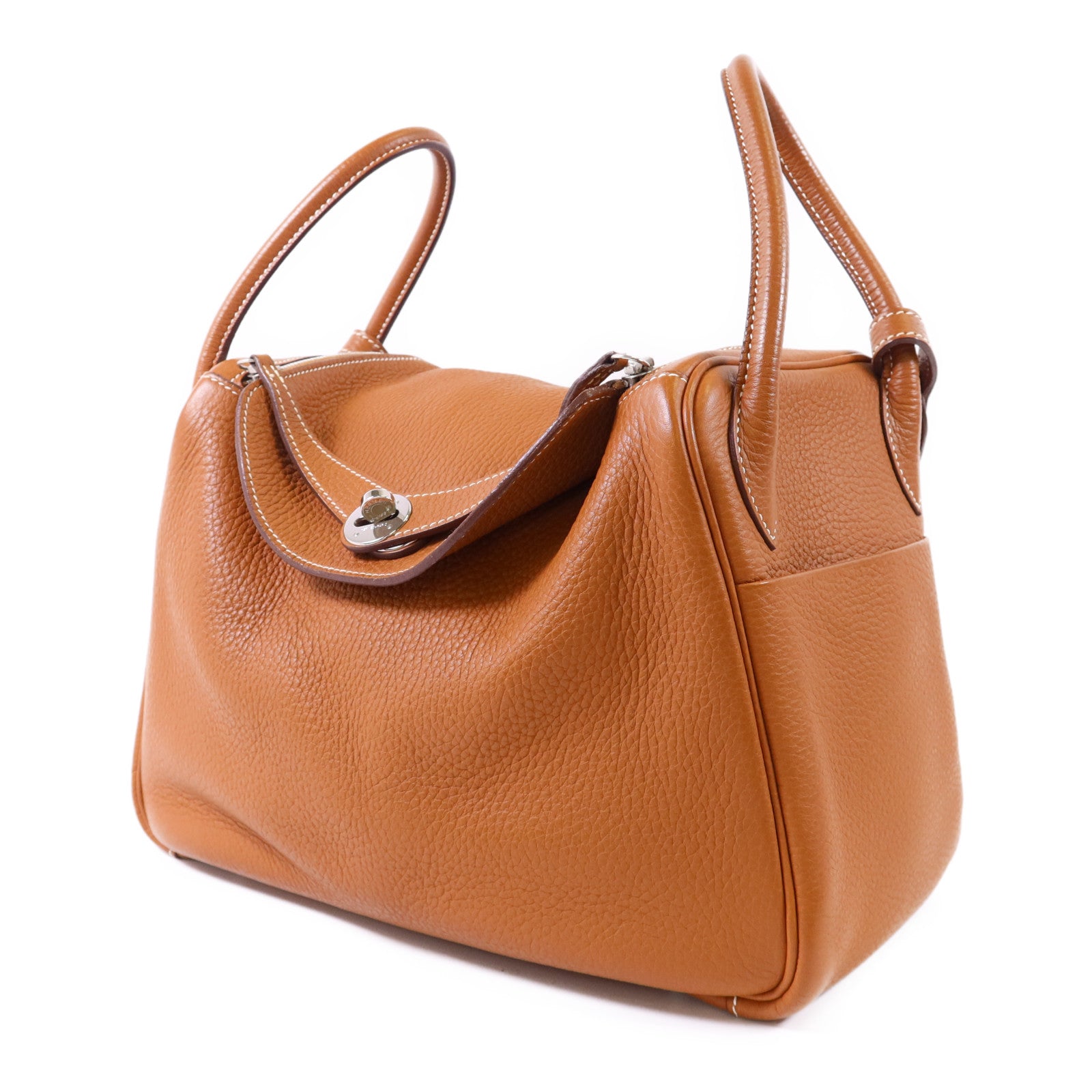 HERMES Clemence皮革Lindy 30銀扣手挽肩背兩用袋Gold