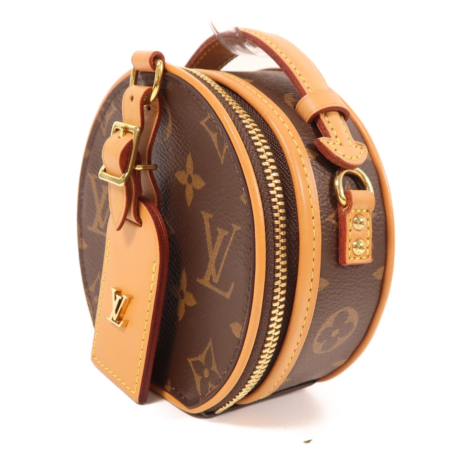 LOUIS VUITTON Monogram Mini Boite Chapeau金扣手挽肩背兩用袋棕色