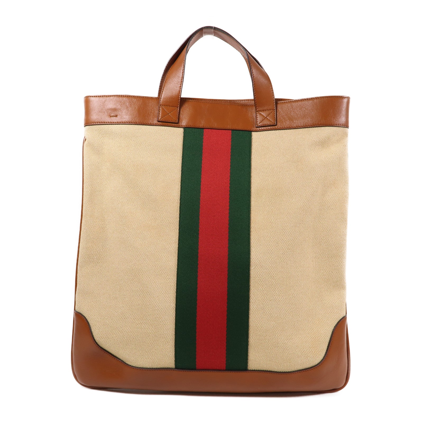GUCCI 帆布Sherry Line Vintage金扣手挽肩背兩用袋啡色