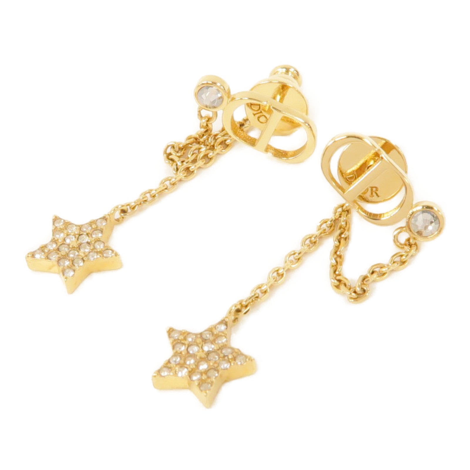 Dior 金屬/水晶Petit CD耳環金色