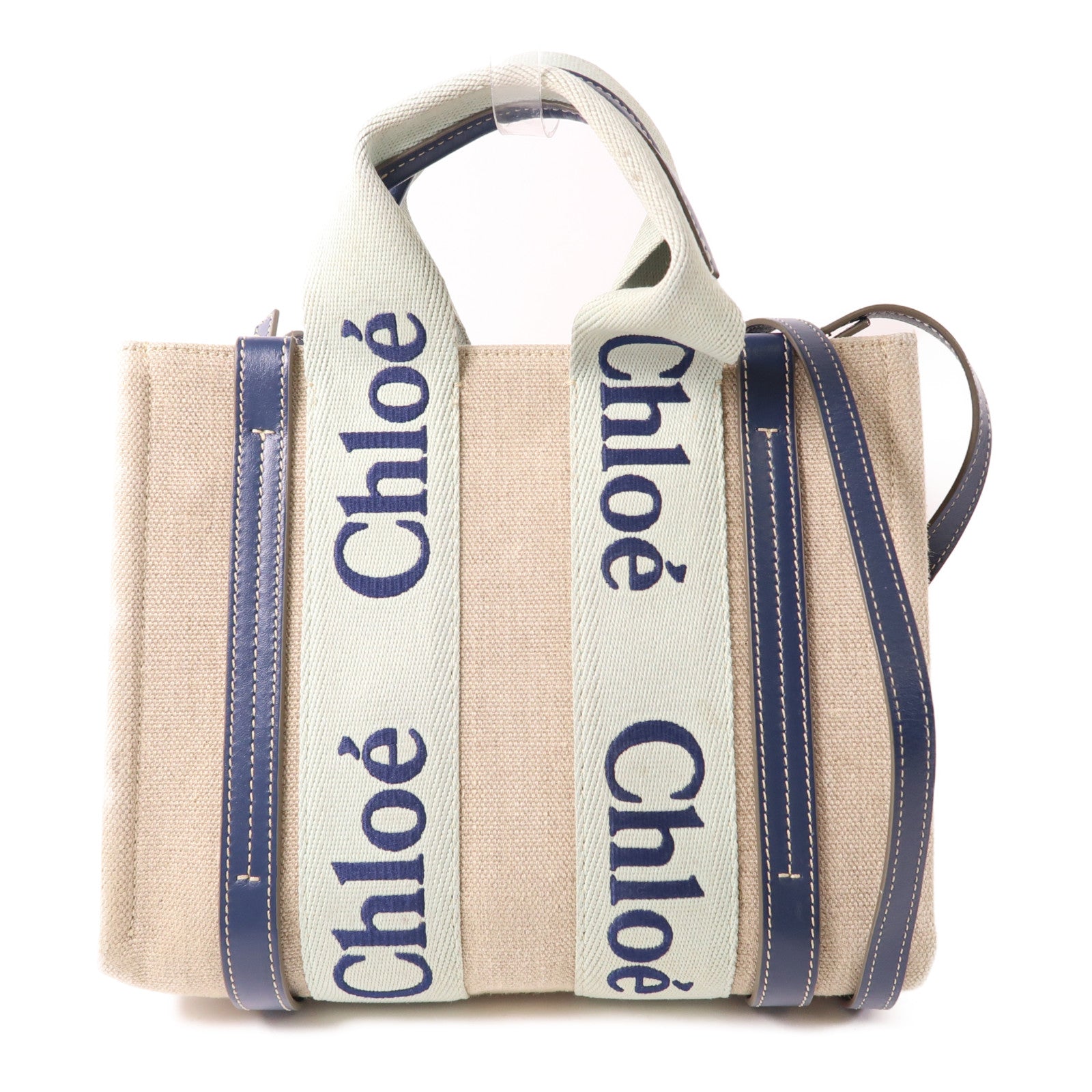 Chloe 帆布/皮革Small Woody手挽肩背兩用袋