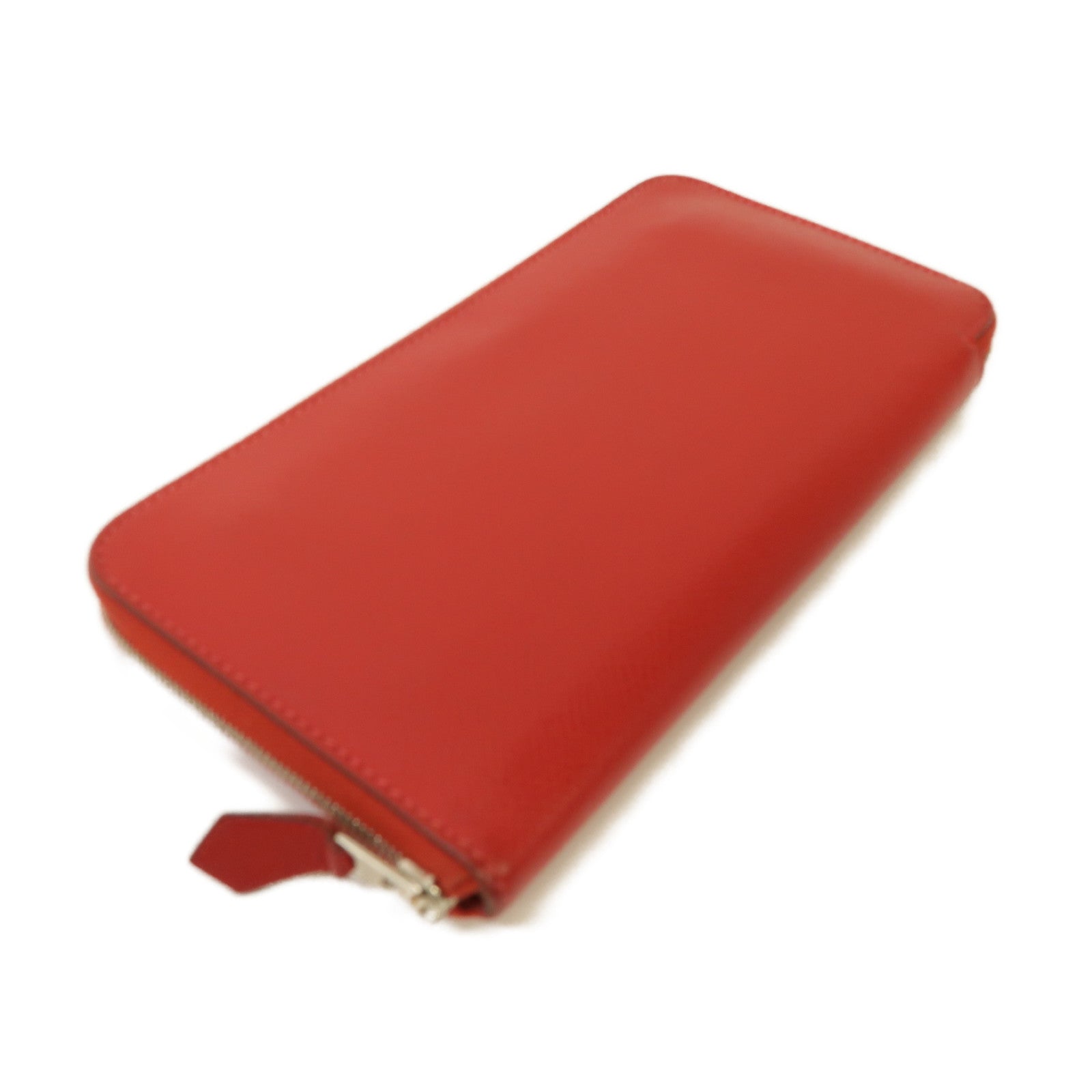 HERMES 【激減優惠】Epsom皮革Zipped Long Wallet銀扣長錢包Rouge Casaque紅色