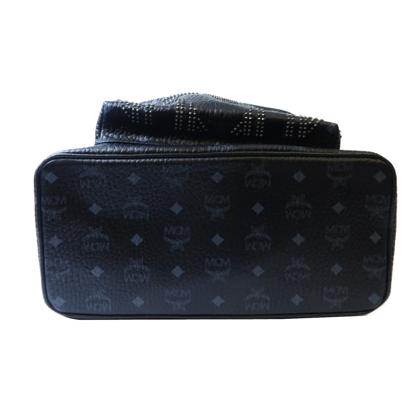 MCM 塗層帆布Backpack銀扣背包黑色