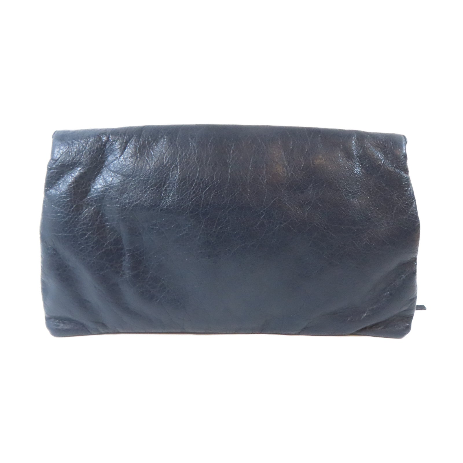 BALENCIAGA 牛皮皮革Clutch Bag黑扣手拿包深藍色