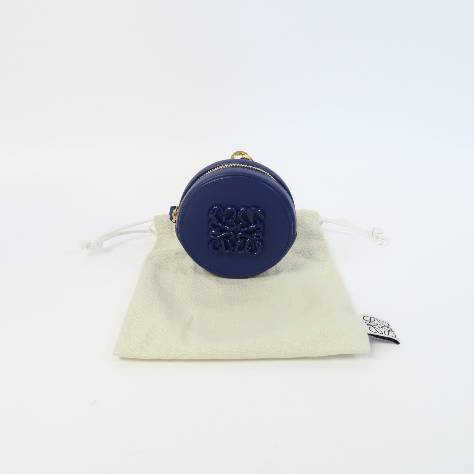LOEWE 【激減優惠】牛皮皮革Inflated Anagram Cookie金扣零錢包藍色